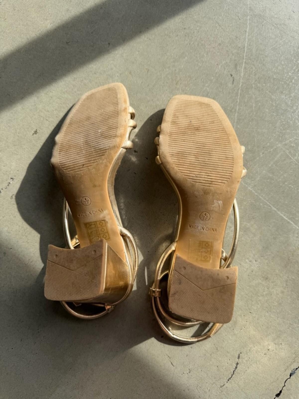 Other ASOS Gold Strappy Heels / Block Heel Sandals Size US 6.5 / IT 36.5 - 7 Thumbnail