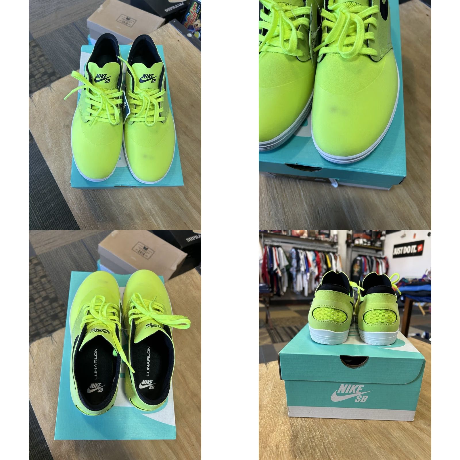 Vintage Nike SB Lunar Oneshot Volt/Black Sneaker 631044-700 US Men’s 8 DS Brand New In Box With Marks As Is Size US 7 / EU 40 - 8 Thumbnail
