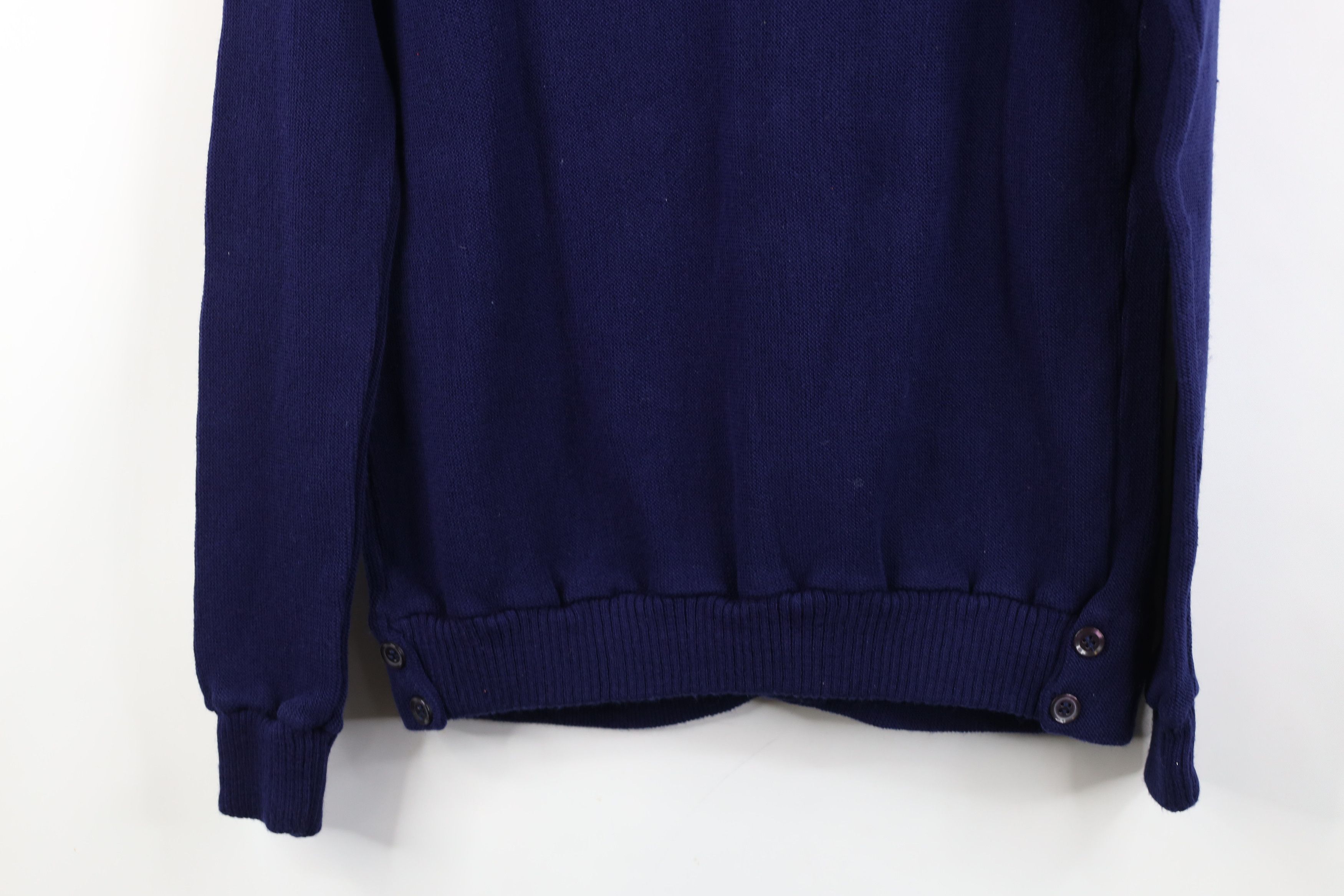 Vintage Vintage 70s Streetwear Blank Knit Cardigan Sweater Blue Size L / US 10 / IT 46 - 14 Thumbnail