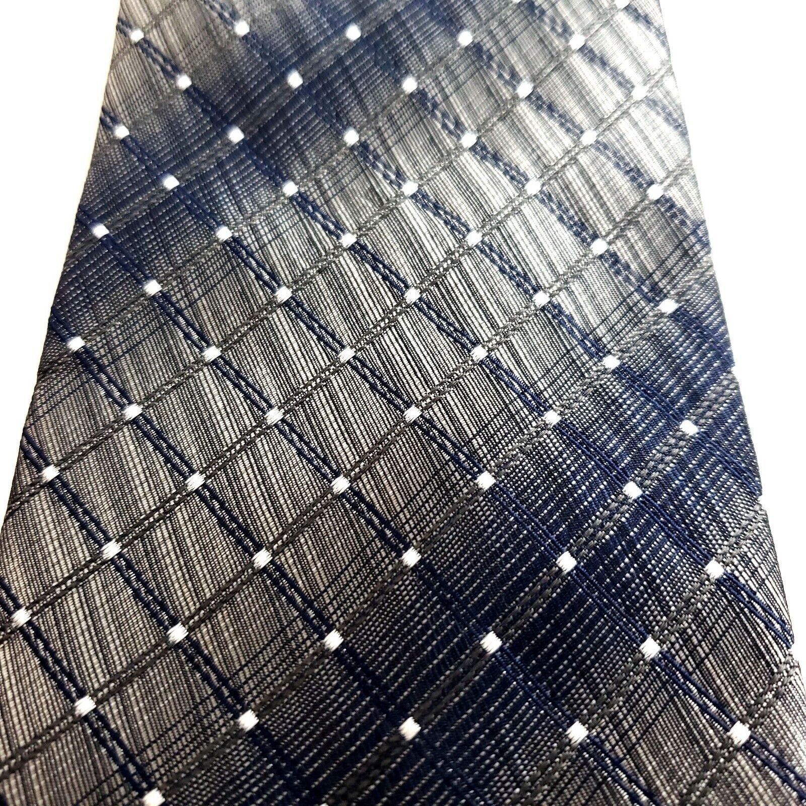 Robert Villini Roberto Villini Collezione Gray Blue Woven Geometric Silk Ti Size ONE SIZE - 2 Thumbnail