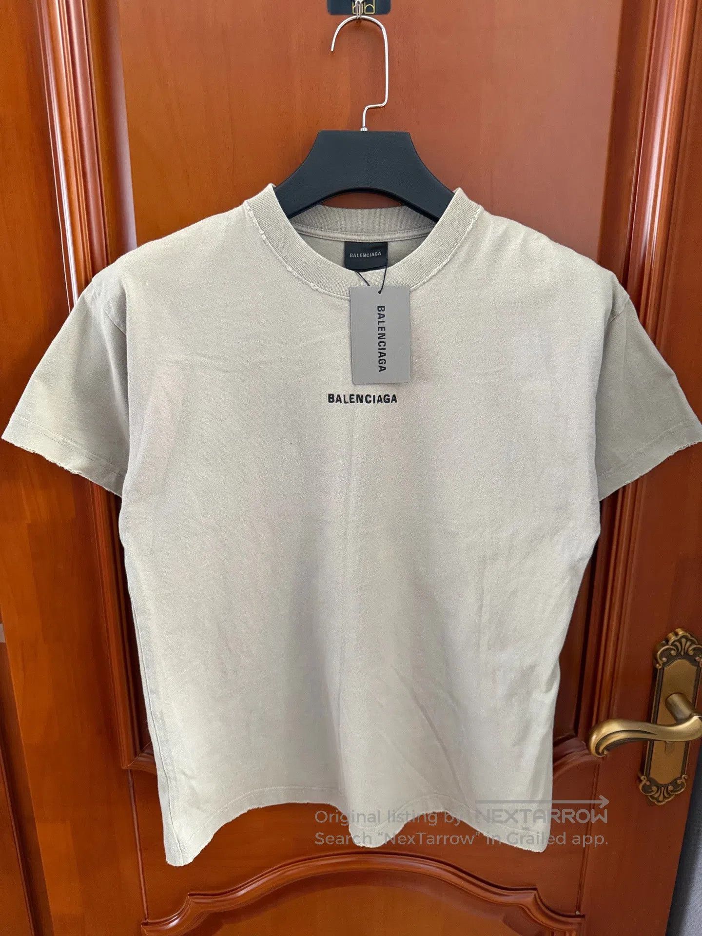 Balenciaga Balenciaga Khaki Color Letter Logo Short Sleeve T-Shirt| Size US M / EU 48-50 / 2 - 1 Thumbnail