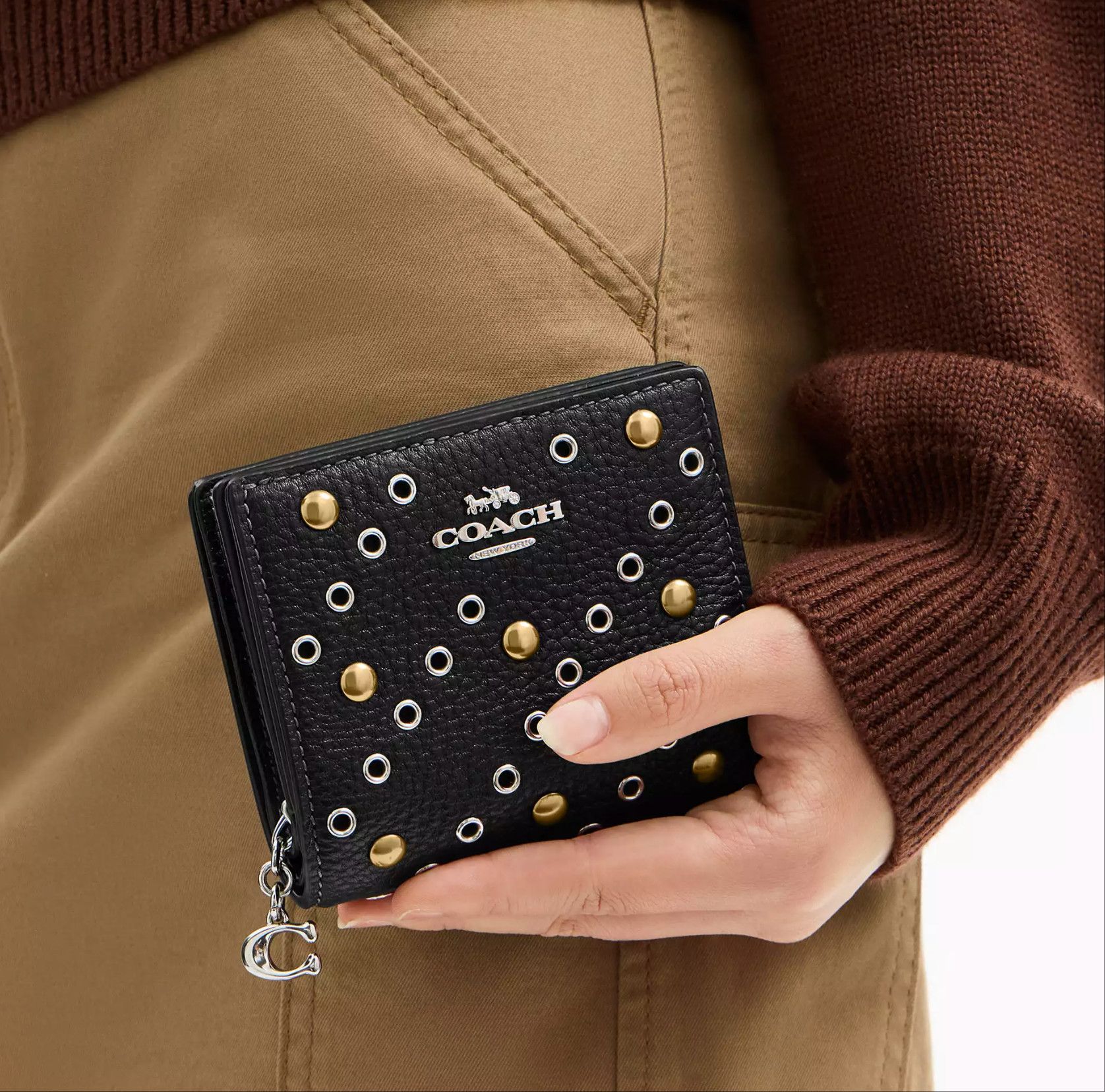 Coach NWT Coach CCL78 Snap Wallet With Rivets Silver/Black Multi Size ONE SIZE - 6 Thumbnail