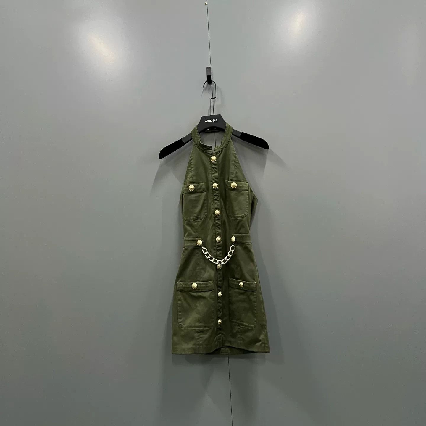 Balmain balmain military green denim dress size 34 Size US 34 / EU 50 - 1 Thumbnail