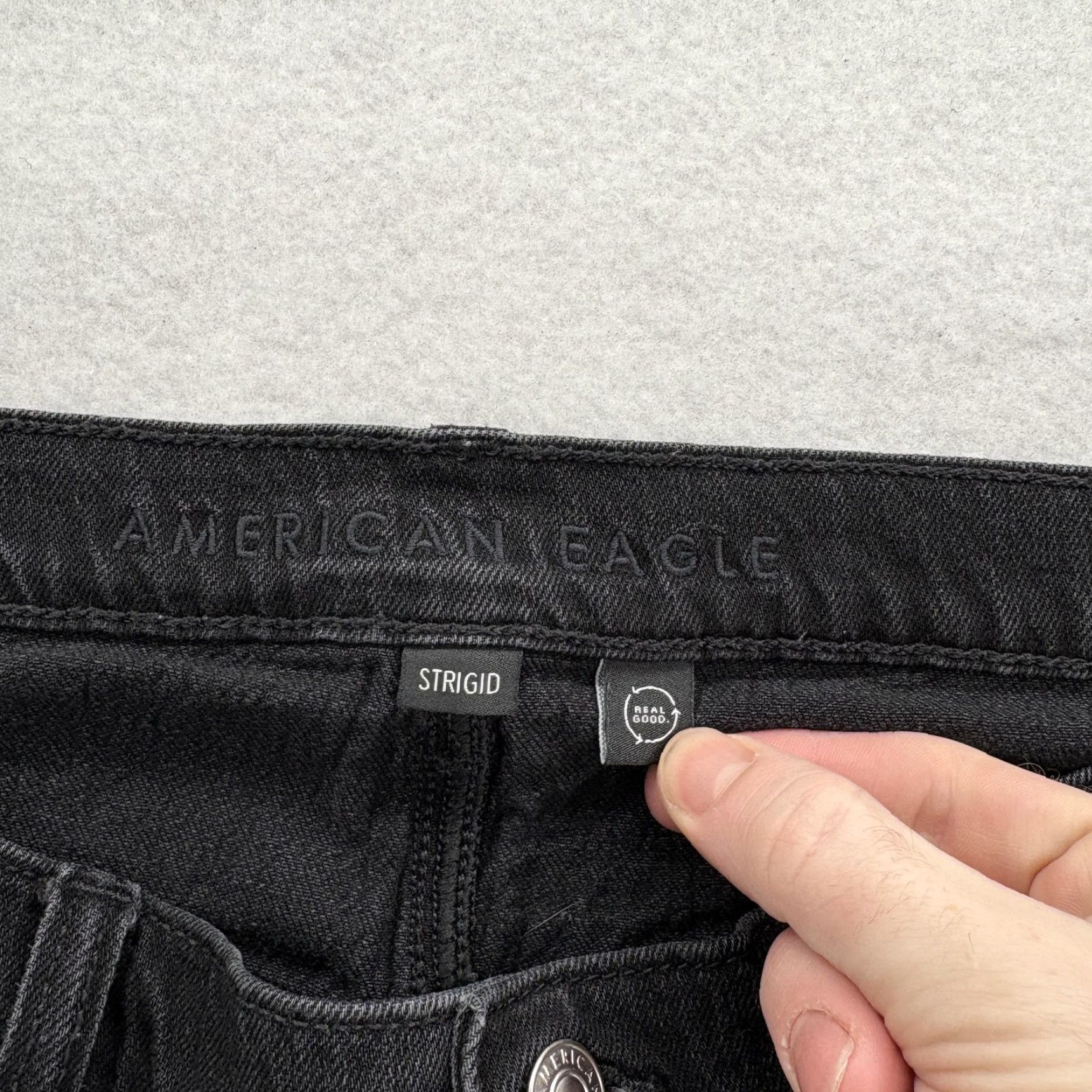 American Eagle Outfitters American Eagle Outfitters Jeans Flared Distressed Low-Rise Baggy Womens 12 Short Charcoal Wash Black 5-Pocket Denim Vintage No Size 34" / US 12 / IT 48 - 4 Thumbnail