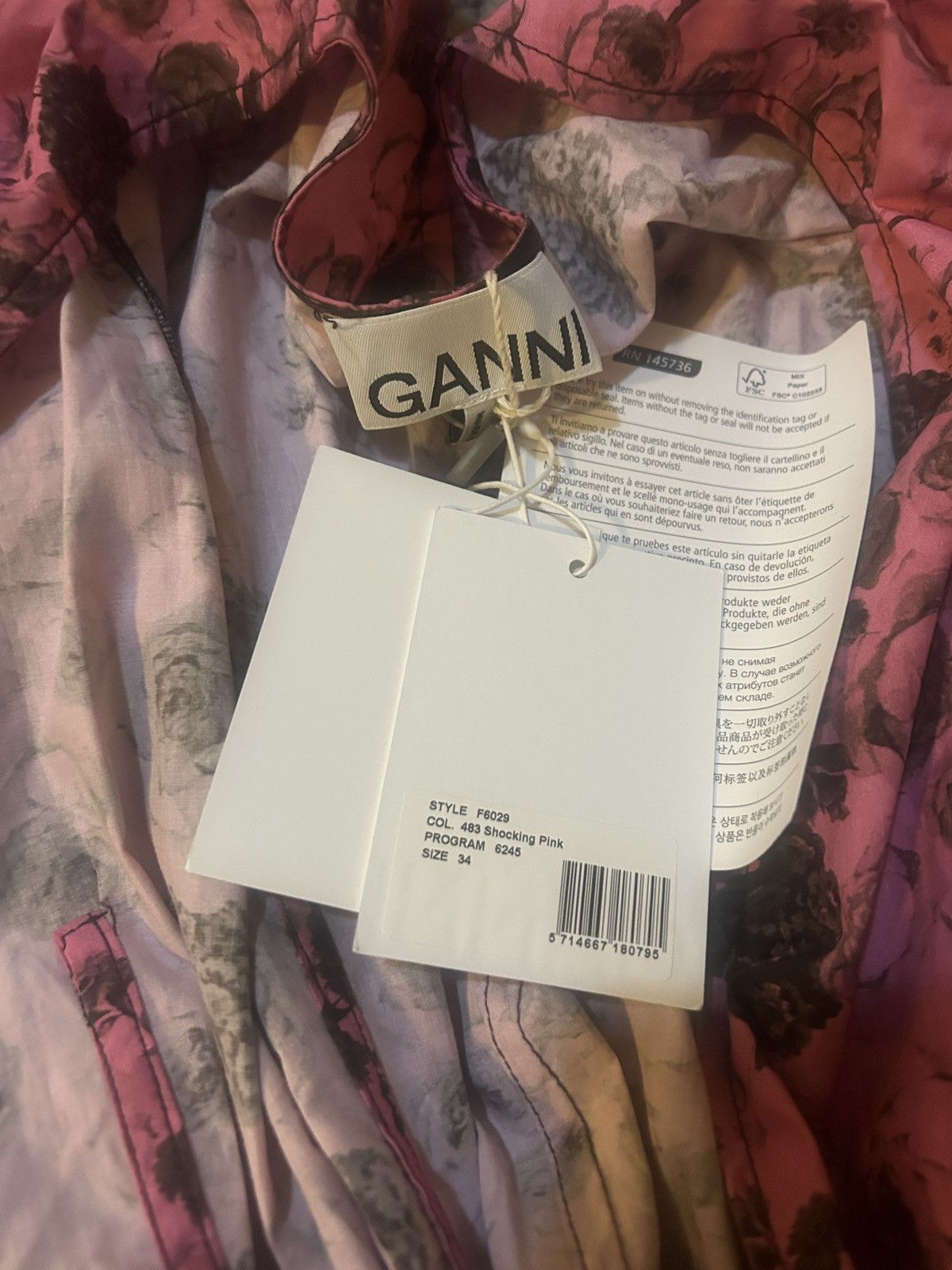 Ganni Ganni Smoking Rose Mini Dress Shocking Pink Size XS / US 0-2 / IT 36-38 - 3 Thumbnail