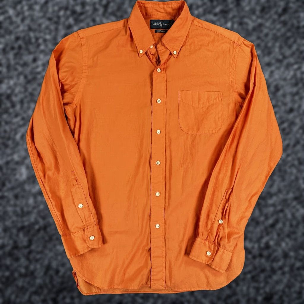 Ralph Lauren Ralph Lauren Shirt Mens M Orange Solid Button-Up Long Sleeve Custom Fit Casual Size US M / EU 48-50 / 2 - 1 Thumbnail