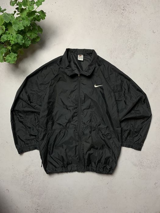 90'S Nike Nylon Parka, Men's Size L, Vintage Nylon black type Vintage Second Hand
