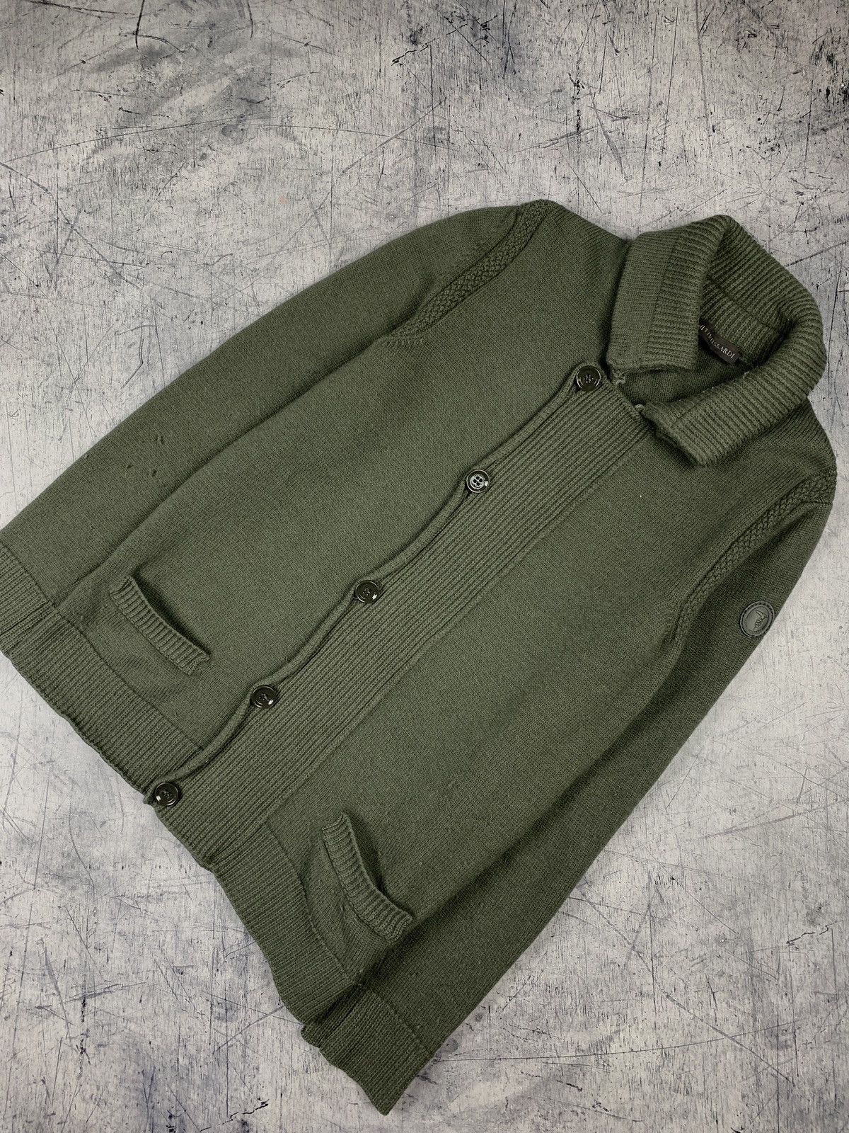 Trussardi Trussardi Men's Wool Cardigan Luxury Sweater Size L Green Size US L / EU 52-54 / 3 - 1 Thumbnail