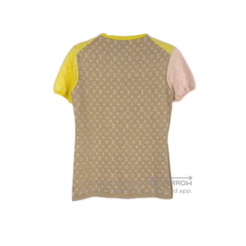 Louis Vuitton Louis Vuitton Yellow full logo mulberry silk nylon short s Size XL / US 12-14 / IT 48-50 - 2 Thumbnail