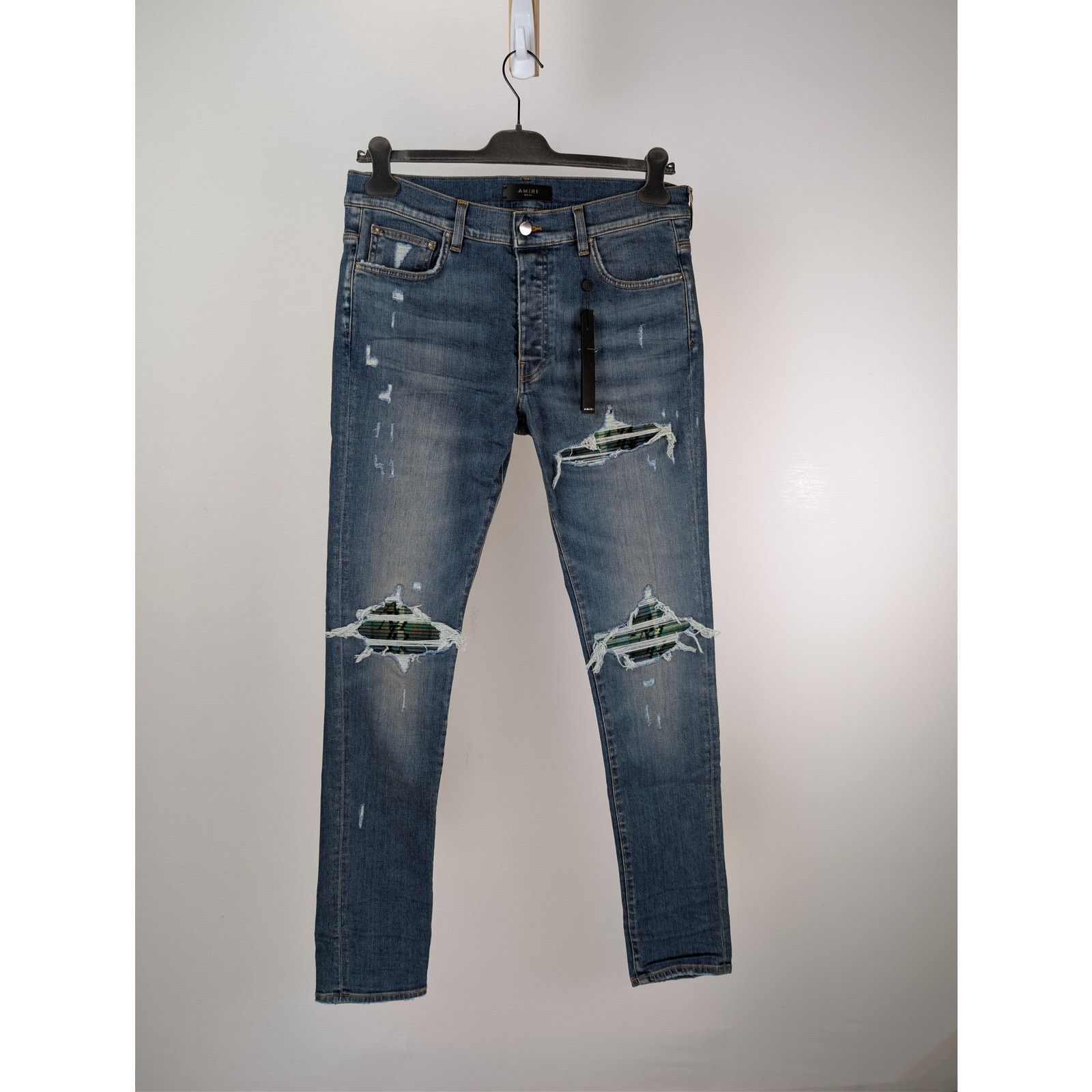 Amiri o1rshd1 MX1 Plaid Jean in Crafted Indigo Blue 30 Size US 30 / EU 46 - 1 Thumbnail