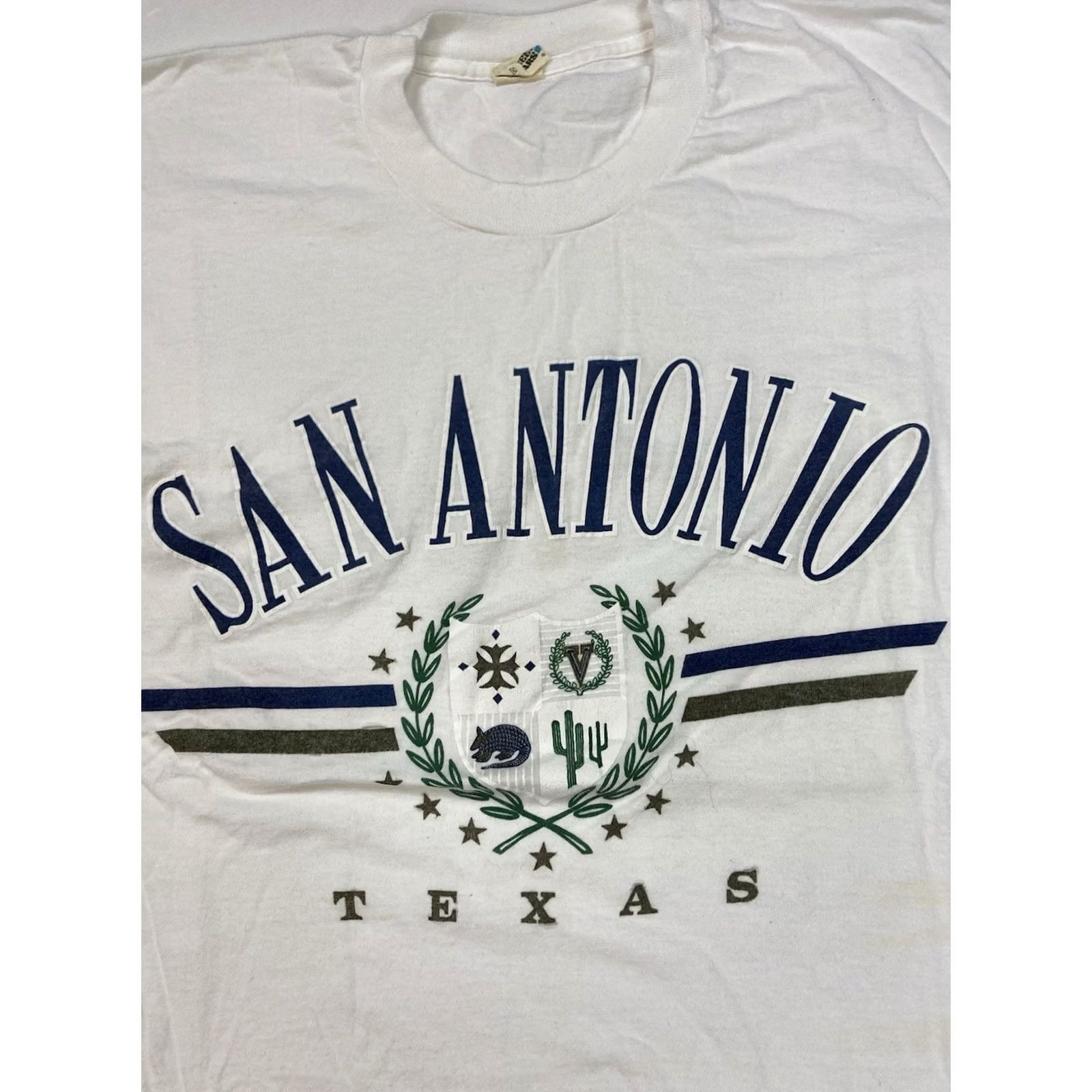 Vintage VINTAGE Screen Stars T-Shirt Men Medium White 90s San Antonio USA Graphic Crew Neck Short Sleeve Must-See Logo 1990s City Size US M / EU 48-50 / 2 - 2 Thumbnail