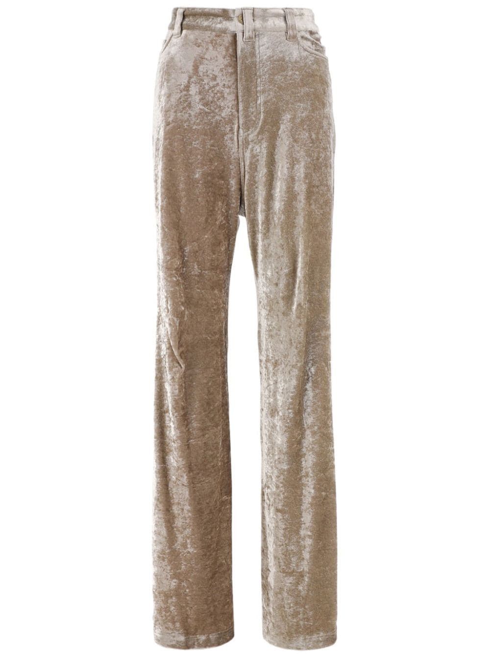 Balenciaga o1y0625 Velvet Casual Pant in Beige Size 25" / US 0 / IT 36 - 1 Thumbnail