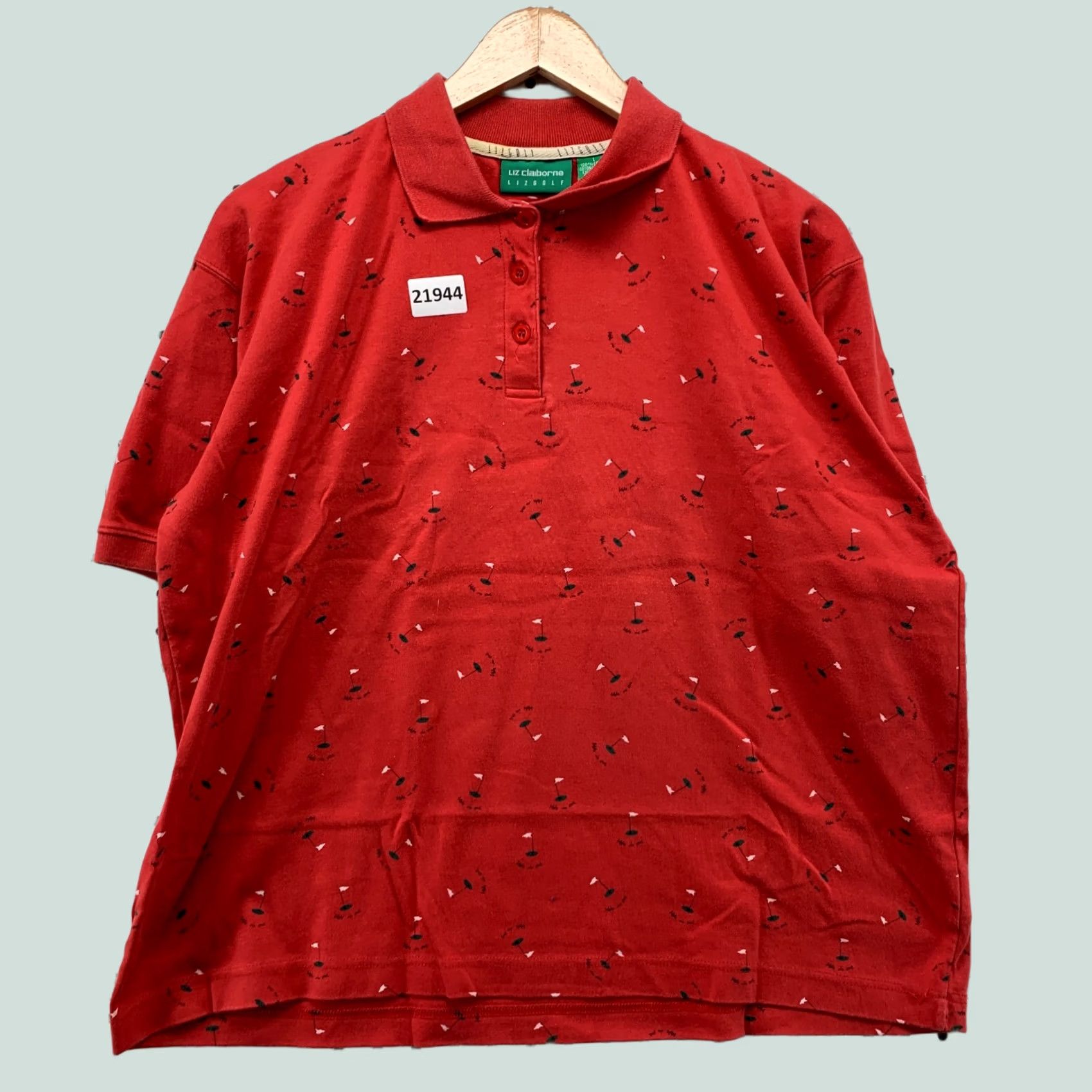 Liz Claiborne Liz Claiborne Polo Shirt AOP All Over Flag Logo Womens Large FIts 23.5x25 Polo Shirt Mens Womens Girls Boys Size L / US 10 / IT 46 - 1 Thumbnail