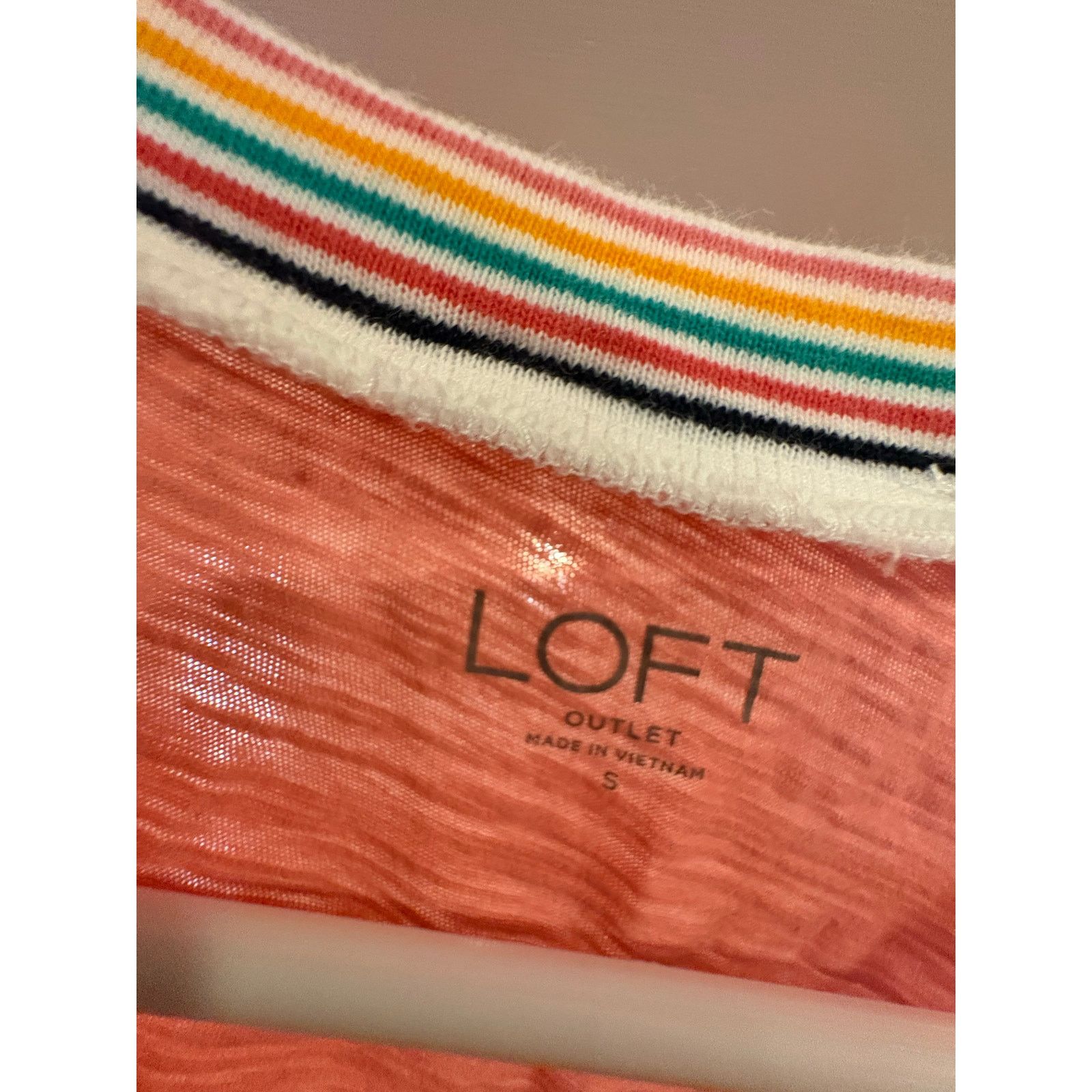 Loft LOFT Outlet Women’s Small Coral Short Sleeve Top Rainbow Size S / US 4 / IT 40 - 3 Thumbnail