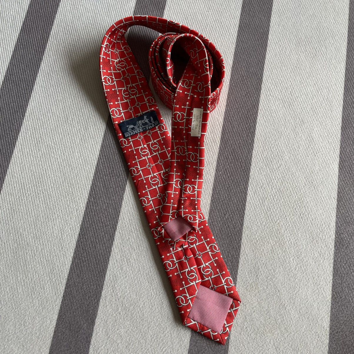 Hermes Vintage Hermes Geometric Silk Necktie Size ONE SIZE - 4 Thumbnail