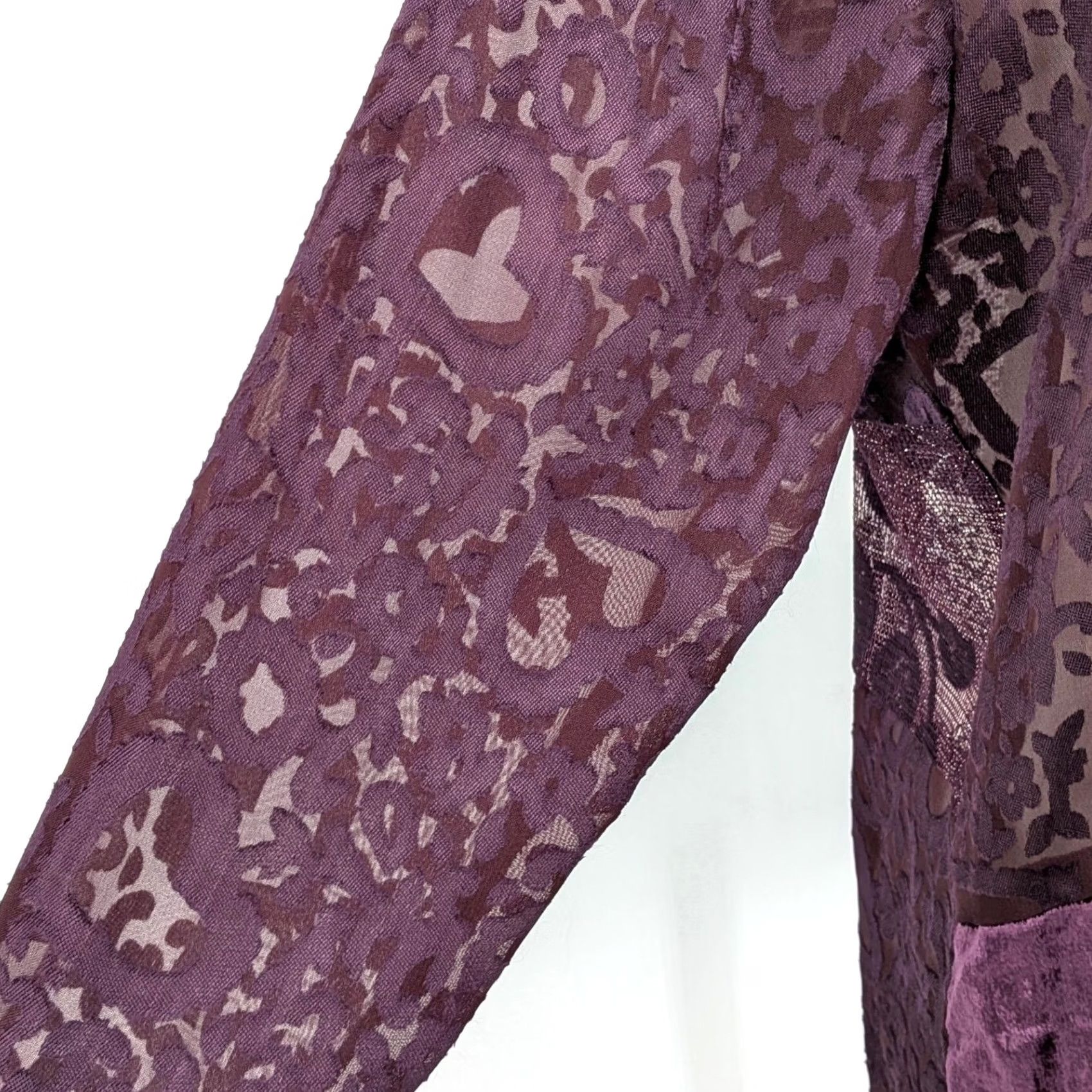 Vintage VINTAGE Sara Morgan Patchwork Burnout Velvet Jacket – Plum Purple, MP Size M / US 6-8 / IT 42-44 - 5 Thumbnail
