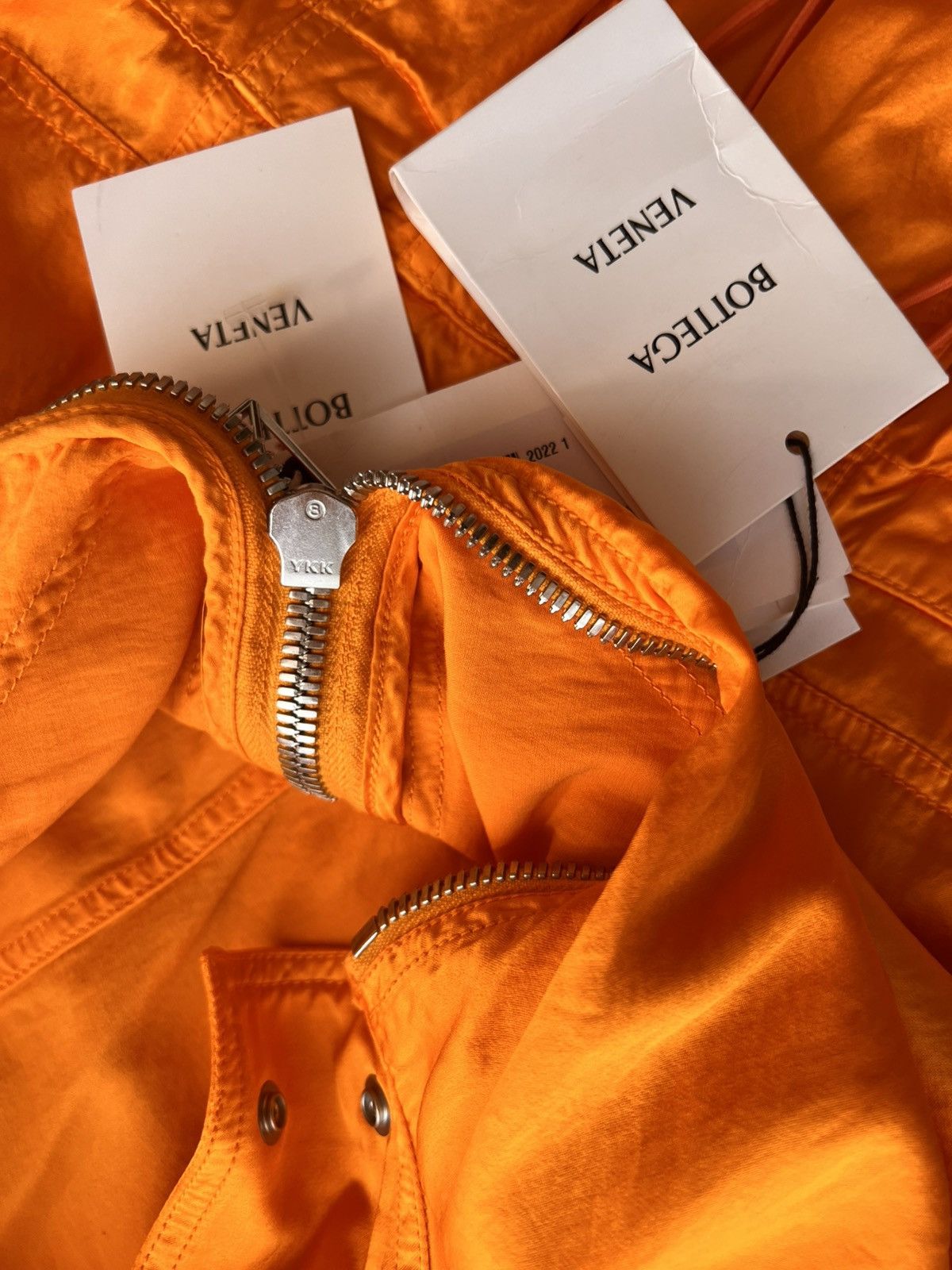 Bottega Veneta XS -S Bottega Veneta Fluid Satin Parka Dress Orange 36 shirt Size XS / US 0-2 / IT 36-38 - 24 Thumbnail