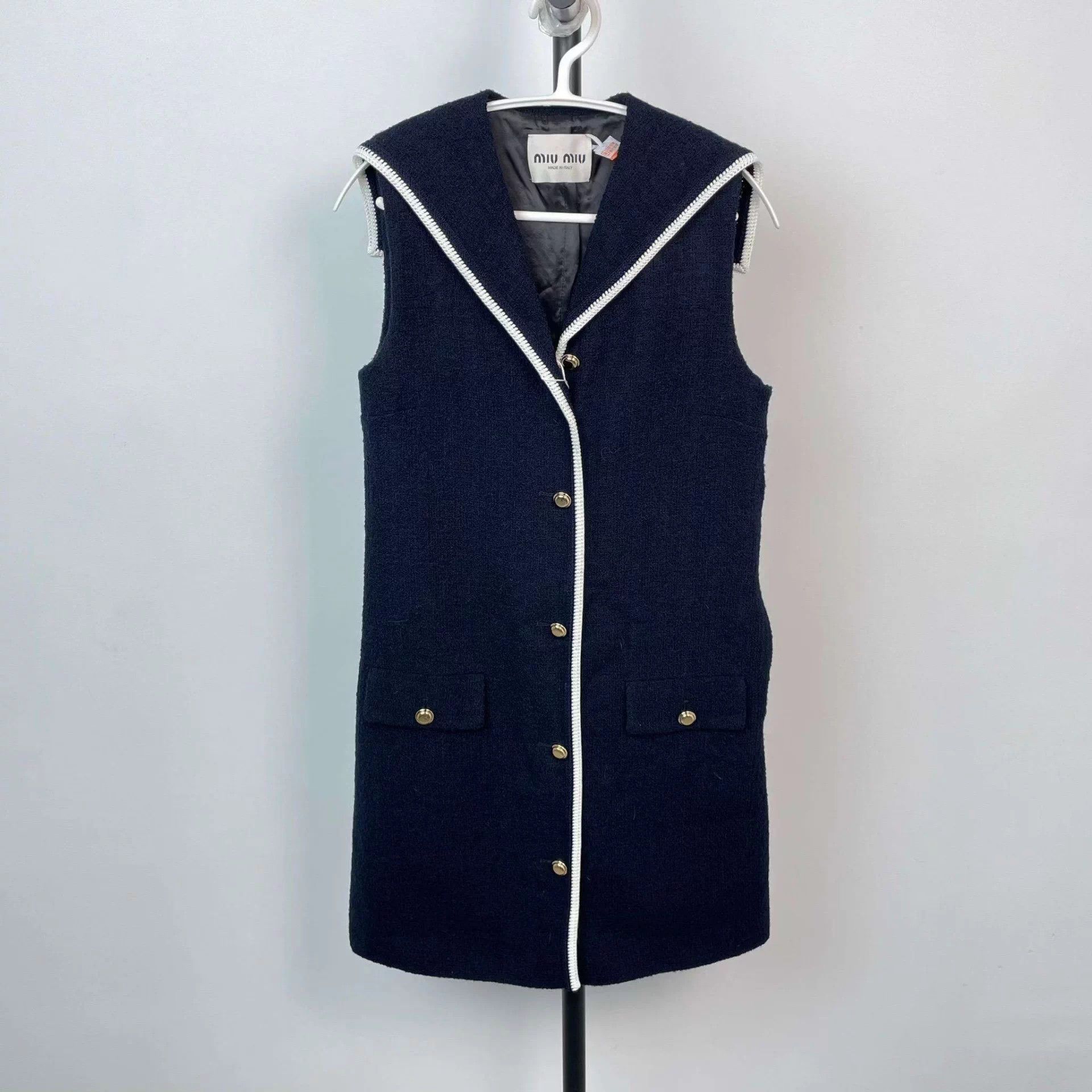 Miu Miu MIU MIU Navy Blue Navy Collar Embossed Logo Dress Size XS / US 0-2 / IT 36-38 - 1 Thumbnail