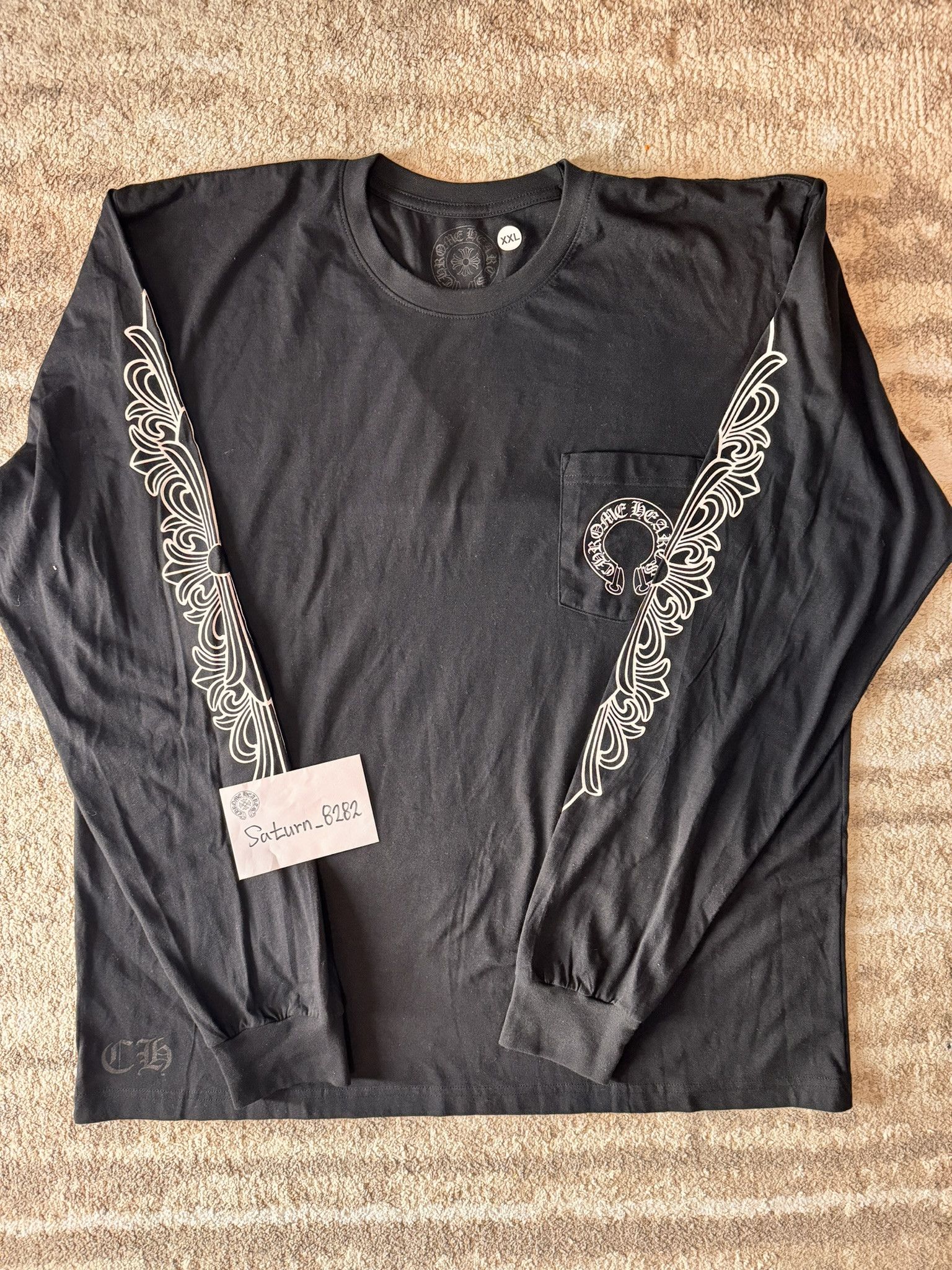 Chrome Hearts CHROME HEARTS FLORAL CROSS HORSESHOE LS TEE XXL 