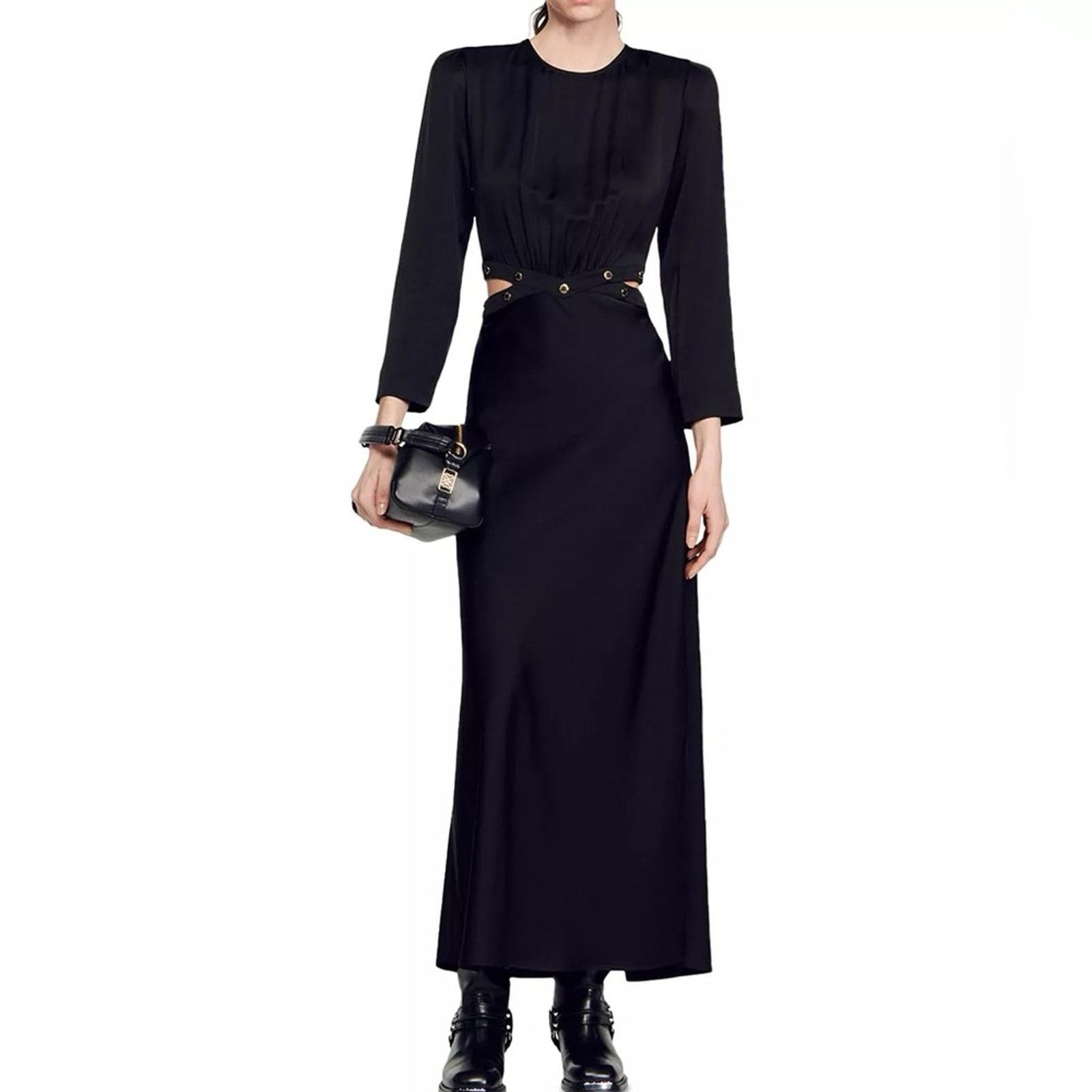 Sandro NWT! Sandro Eleganzia Cutout Satin Finish Maxi Dress Size 34 Size XS / US 0-2 / IT 36-38 - 1 Thumbnail