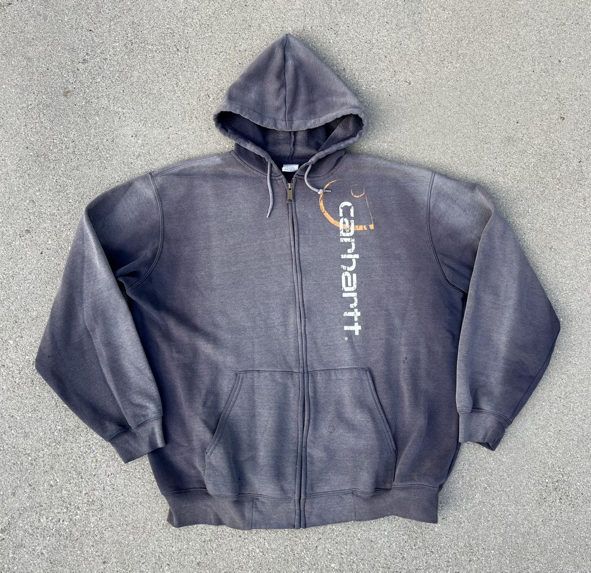 Carhartt Carhartt Hoodie Sun Fade Thrashed Distressed Spellout Zip Up Size US XL / EU 56 / 4 - 7 Thumbnail