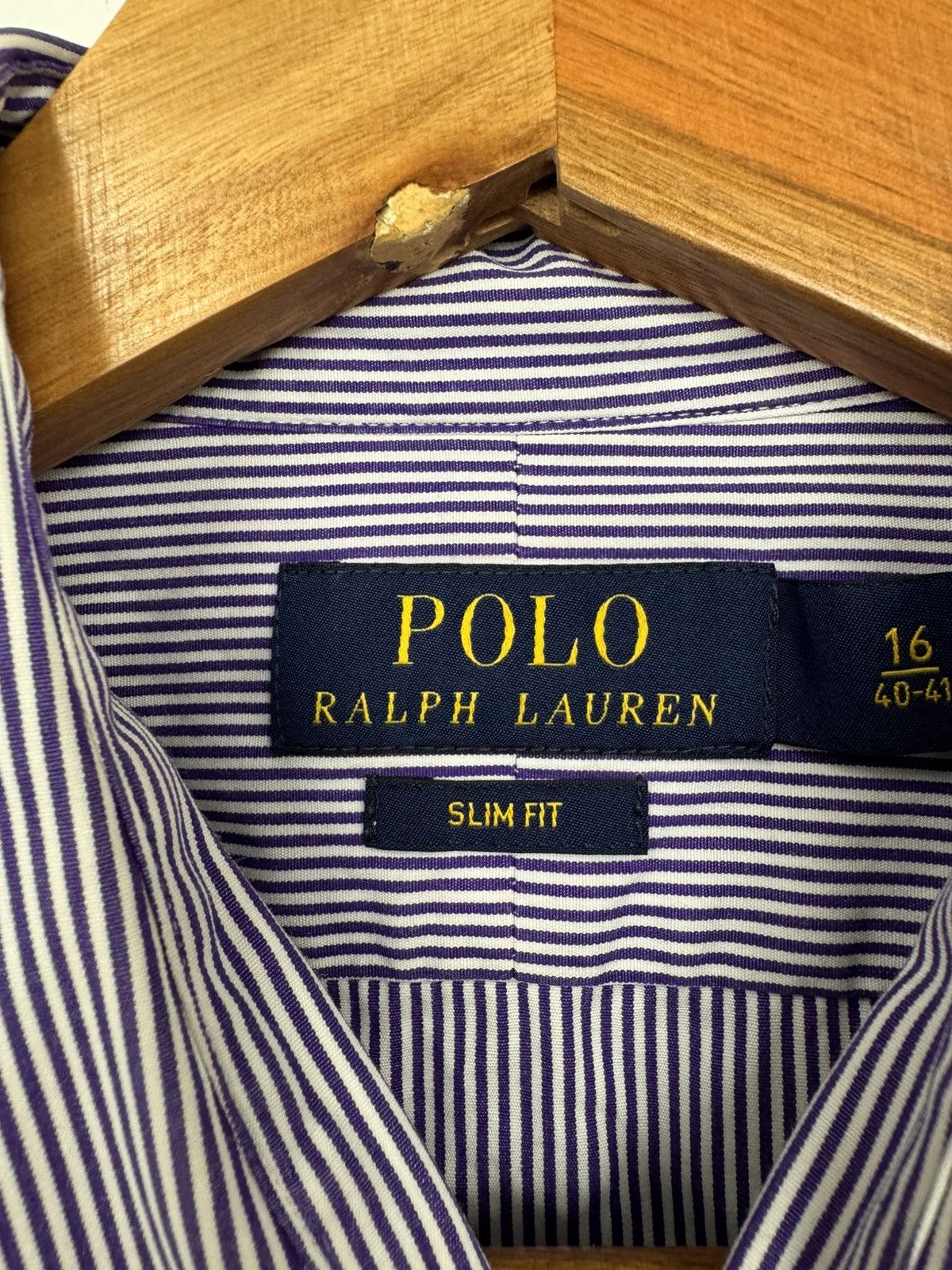 Polo Ralph Lauren Polo Ralph Lauren Men Striped Cotton Shirt Purple Size 16 M Size US M / EU 48-50 / 2 - 6 Thumbnail
