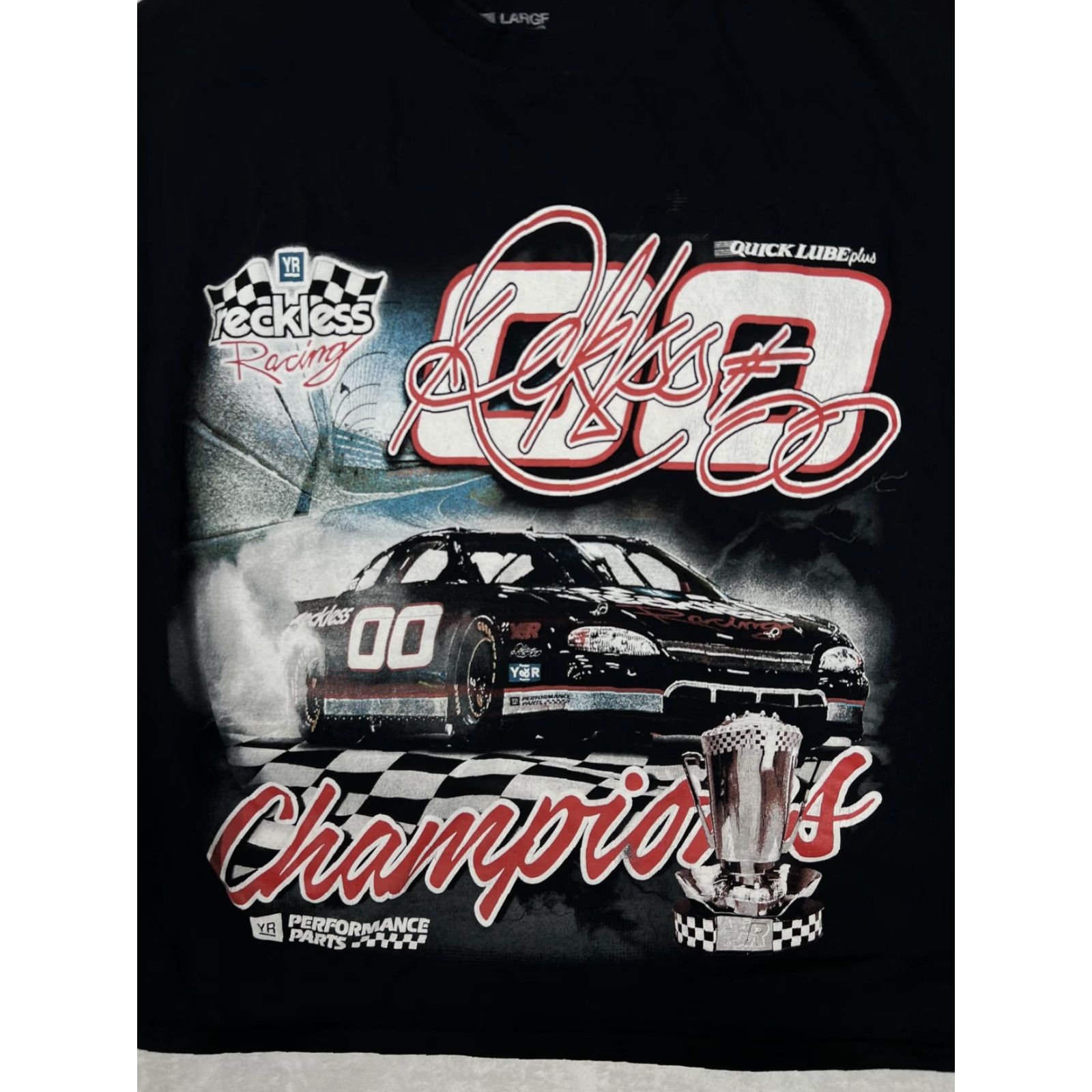 Champion Young & Reckless Racing T-Shirt Mens M Black Graphic Tee Race Car Champions Crew Neck Short Sleeve M/L Size US M / EU 48-50 / 2 - 2 Thumbnail