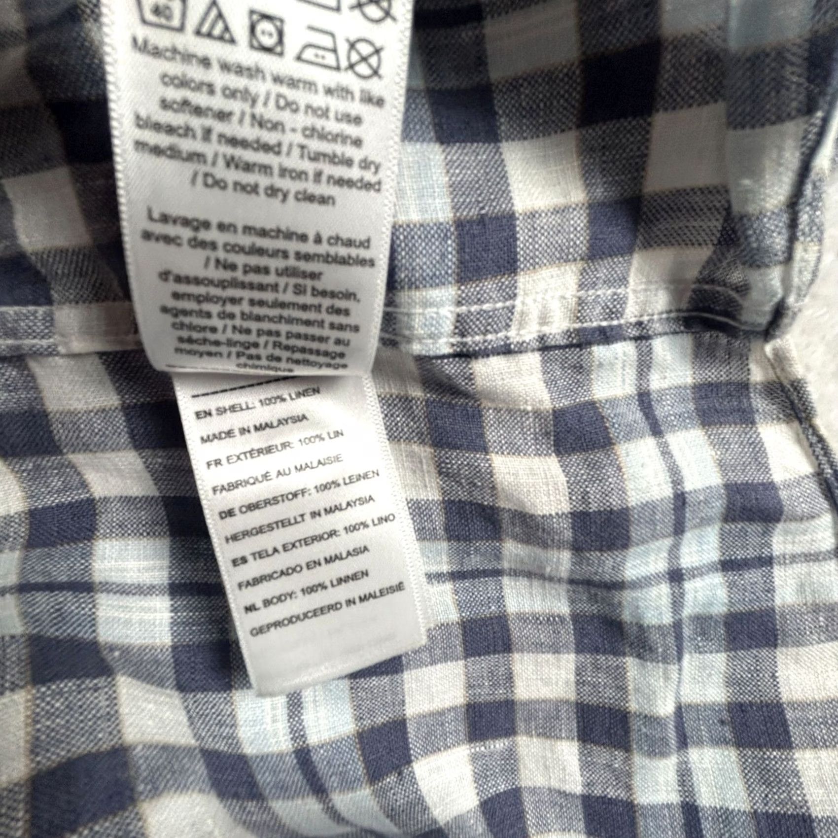 UNTUCKit UNTUCKit Mens Wrinkle-Resistant Gingham Short Sleeve Linen Shirt XL Blue NWOT Size US XL / EU 56 / 4 - 5 Thumbnail