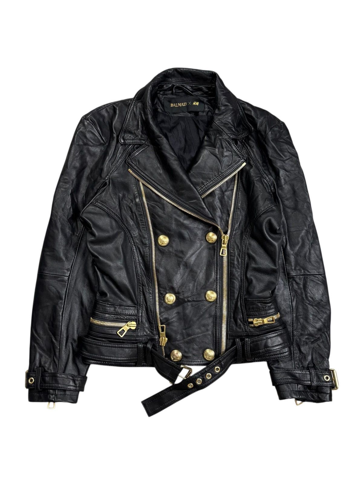 Balmain Archive Balmain by Decarnin x H&M - Leather Jacket Size XS / US 0-2 / IT 36-38 - 2 Thumbnail
