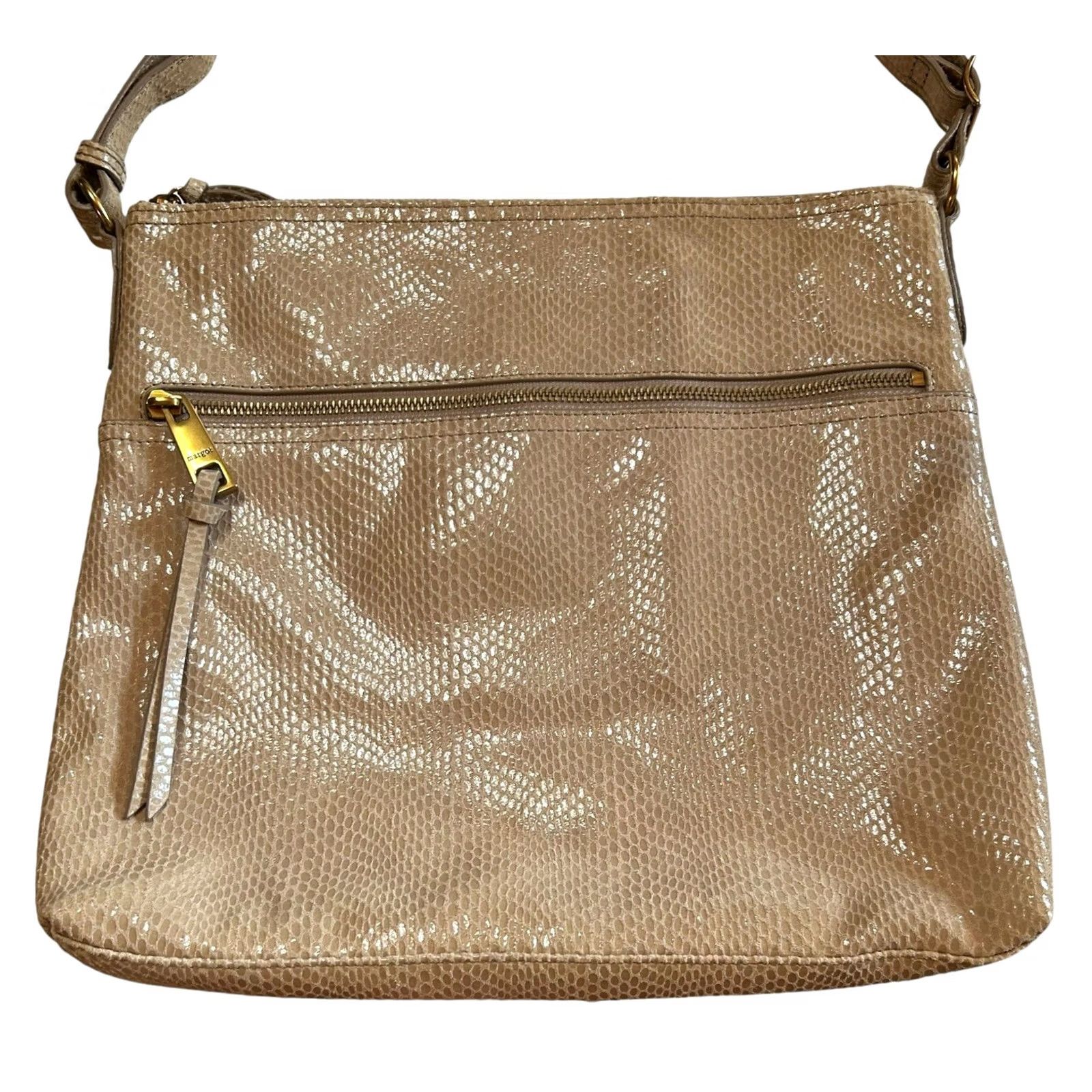 Vintage VINTAGE Margot New York Brown Embossed Leather Crossbody Purse Women’s Shoulder Handbag Size ONE SIZE - 2 Thumbnail