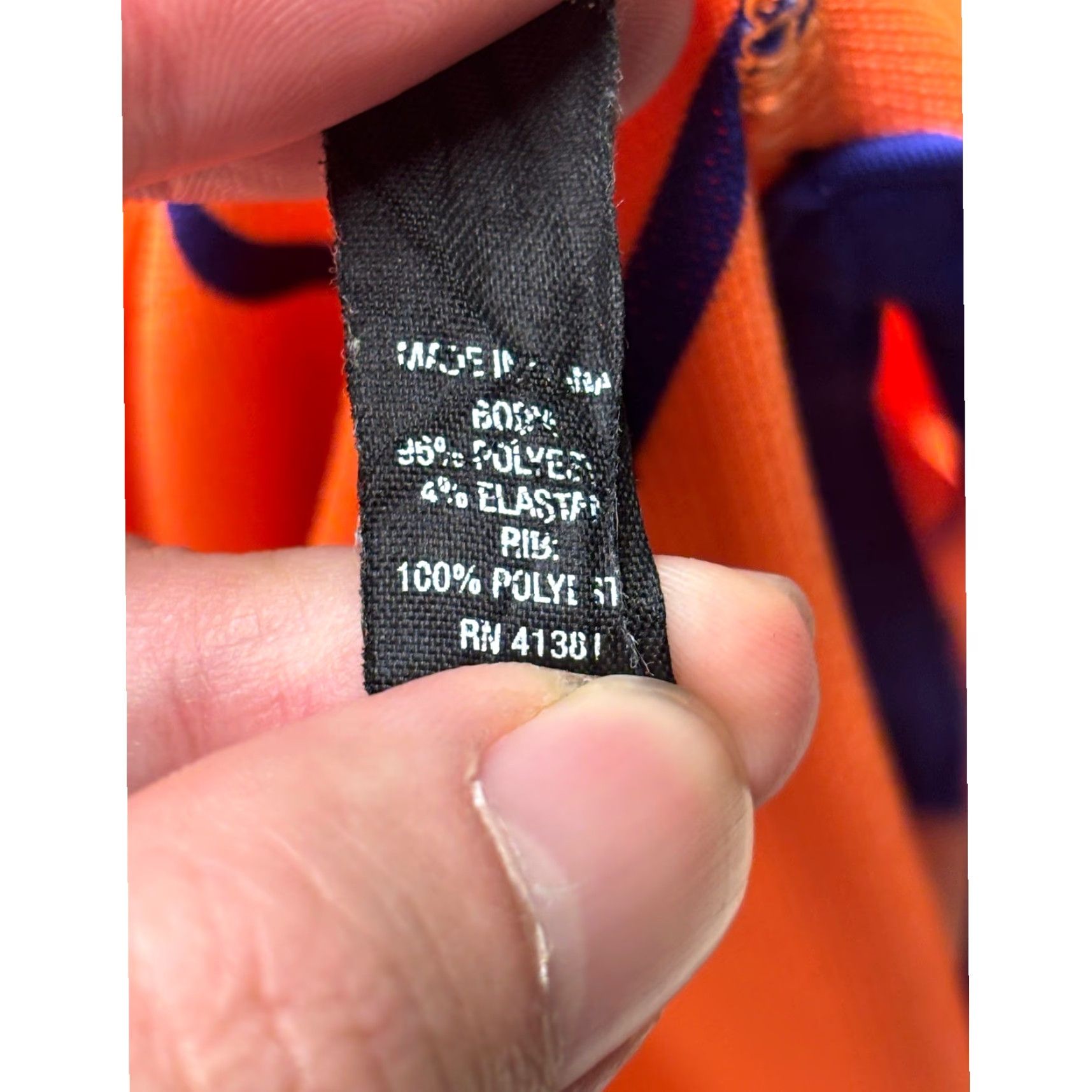 RLX Ralph Lauren RLX Ralph Lauren Mens Large Orange Navy Blue Striped Performance Golf Polo Shirt Size US L / EU 52-54 / 3 - 4 Thumbnail