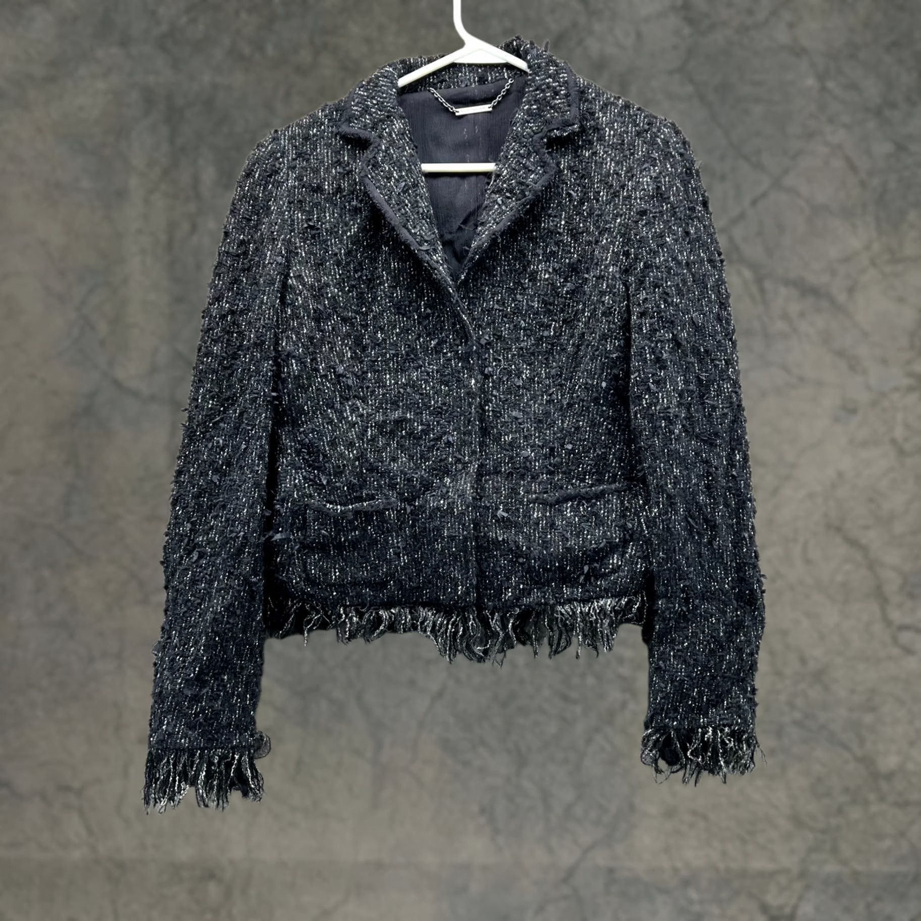 Elie Tahari VINTAGE Elie Tahari Blazer Women Medium Black Tweed Cotton Jacket Casual Business Regular Blazer Womens M Black Tweed Blazer Size M / US 6-8 / IT 42-44 - 1 Thumbnail