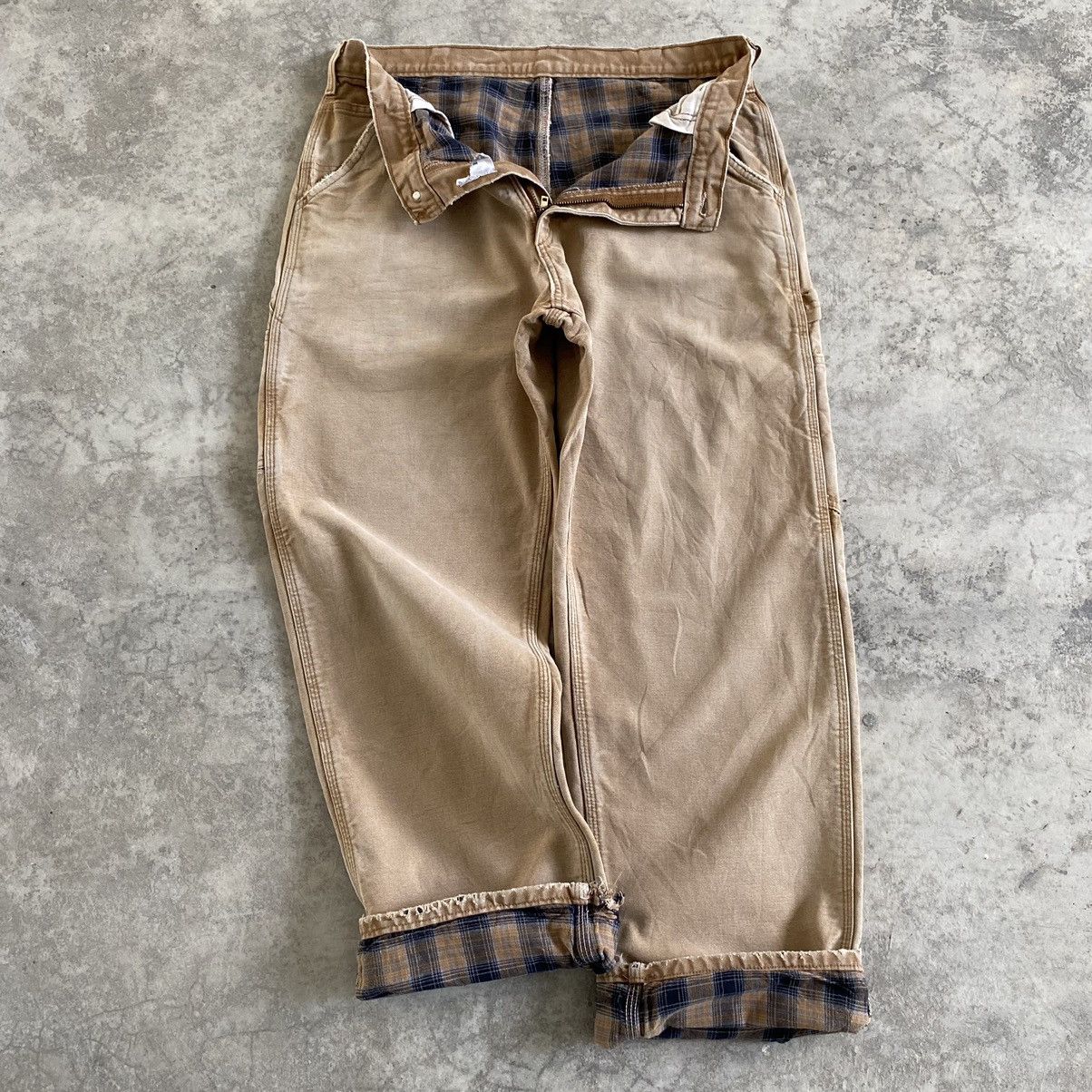 Carhartt Vintage Carhartt Blanket Lined Faded Tan Carpenter Pants Size US 34 / EU 50 - 1 Thumbnail