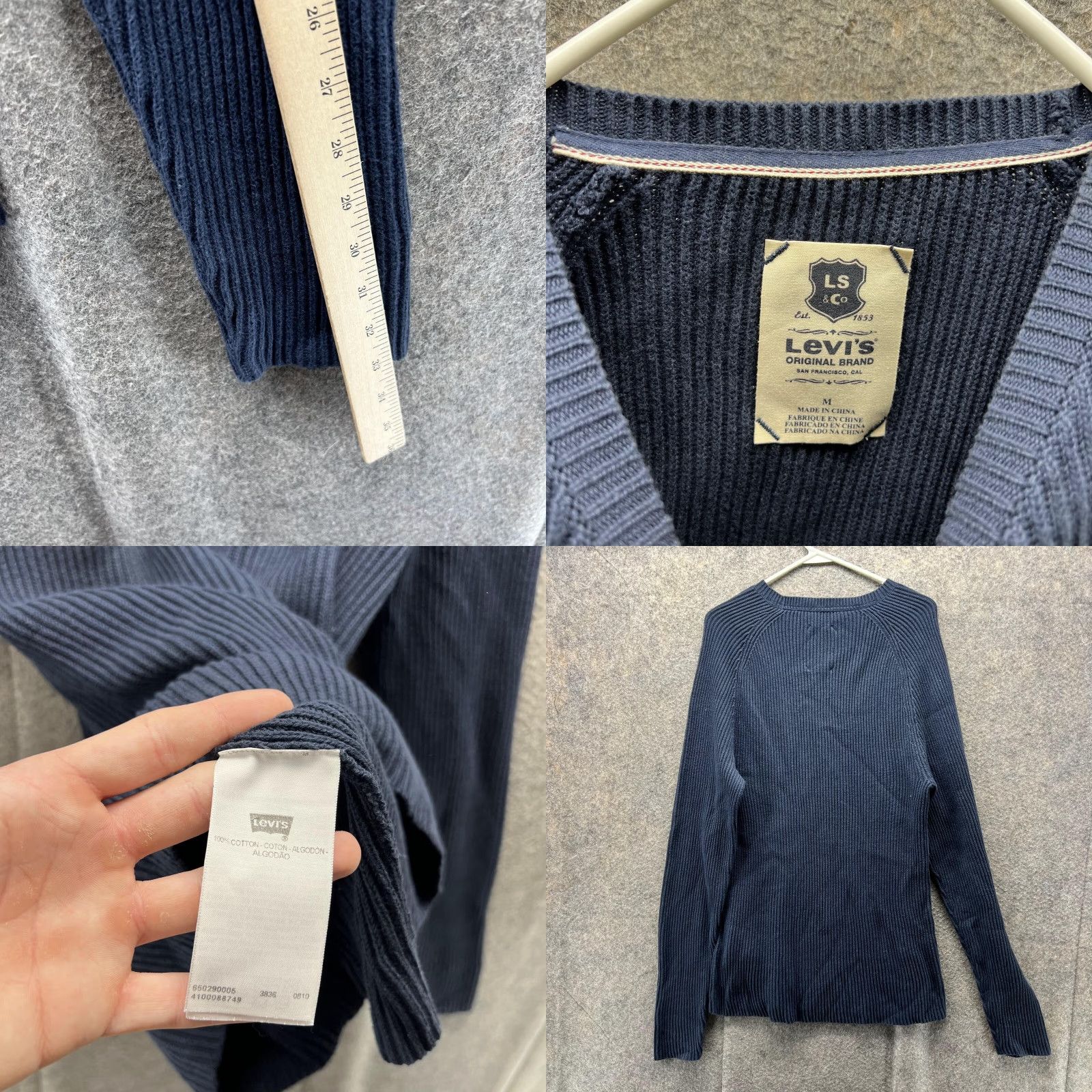 Levi's VINTAGE Levi's Sweater Men Medium Blue Navy Pullover Crewneck Knit Knitwear Long Sleeve Crew Neck All Seasons Logo Size US M / EU 48-50 / 2 - 8 Thumbnail