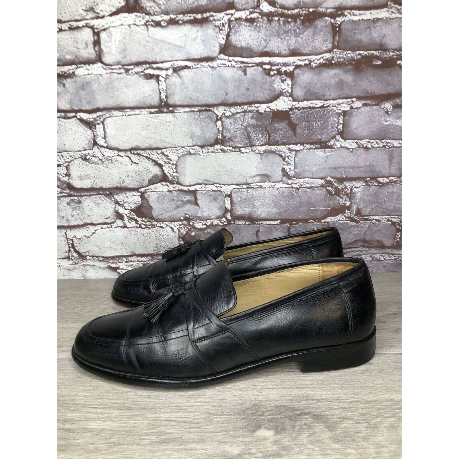 Johnston & Murphy Johnston & Murphy Black Leather Tassel Loafers Dress Shoes M Size US 11 / EU 44 - 14 Thumbnail