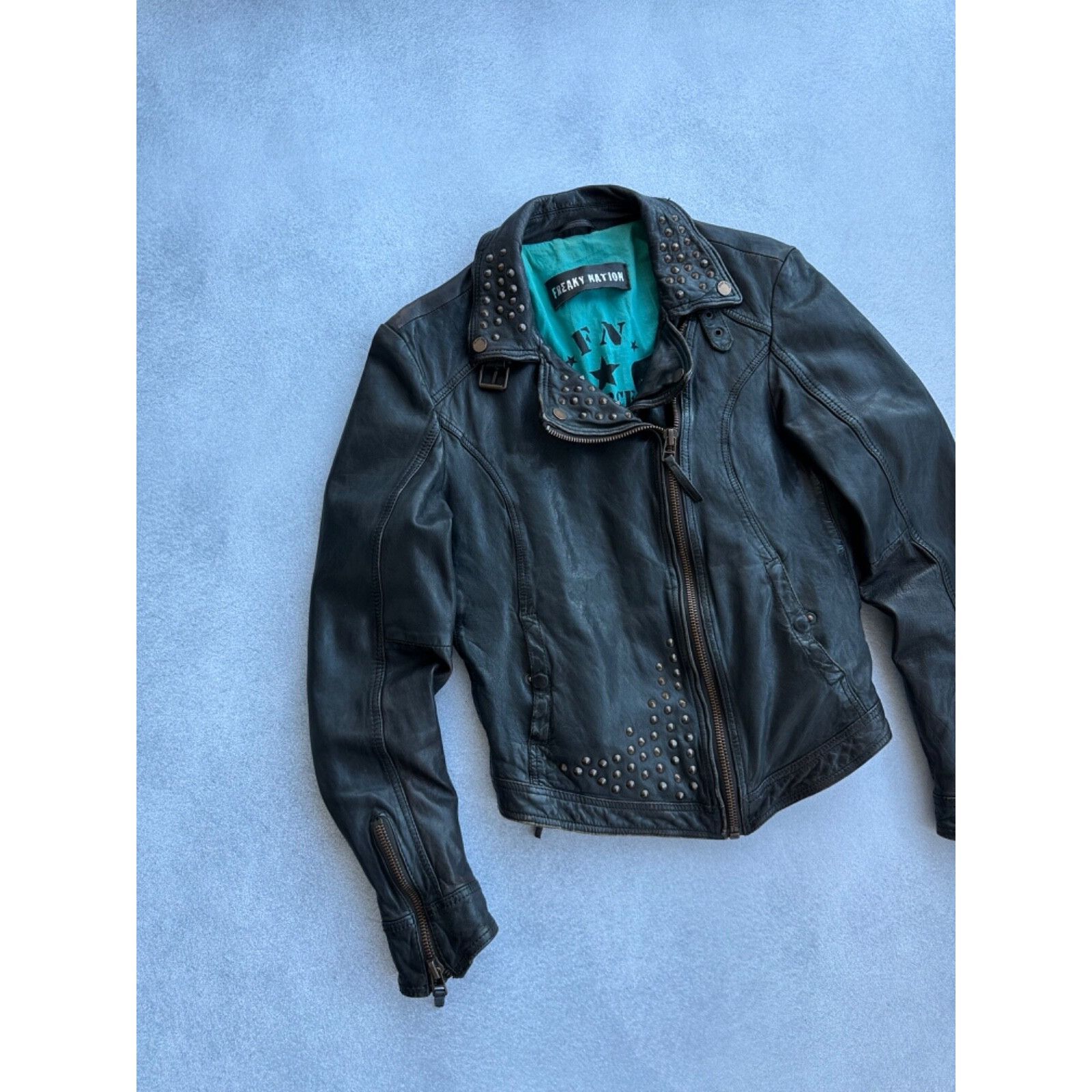 Vintage VTG Freaky Nation Rebel Biker Woman Leather Jacket Size L / US 10 / IT 46 - 2 Thumbnail
