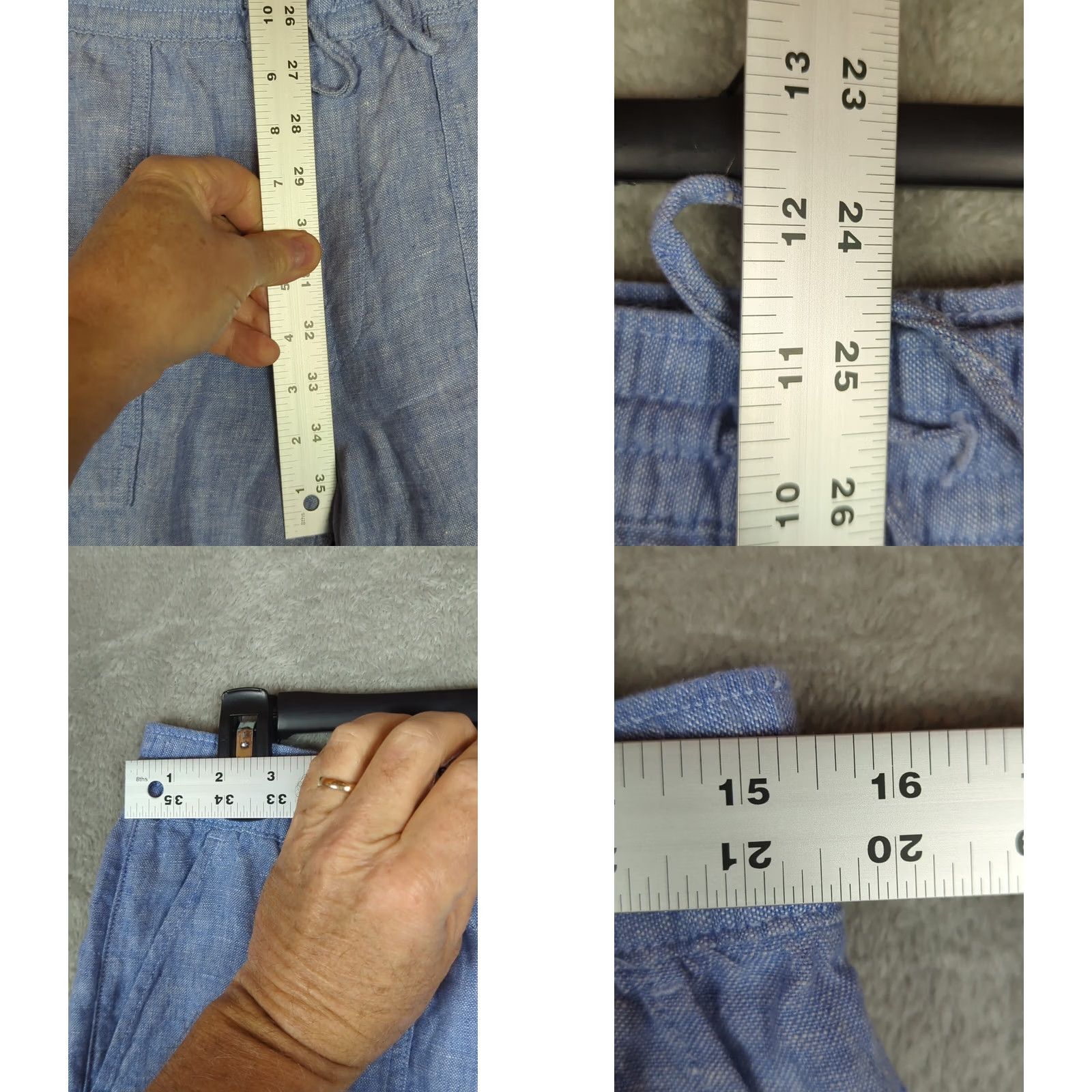 Lands' End Lands' End Linen Blend Pants Women 6 Wide-Leg Pull On Elastic Waist Pockets Blue Beach Coastal Grandma Casual Travel Vintage: No Size 28" / US 6 / IT 42 - 8 Thumbnail
