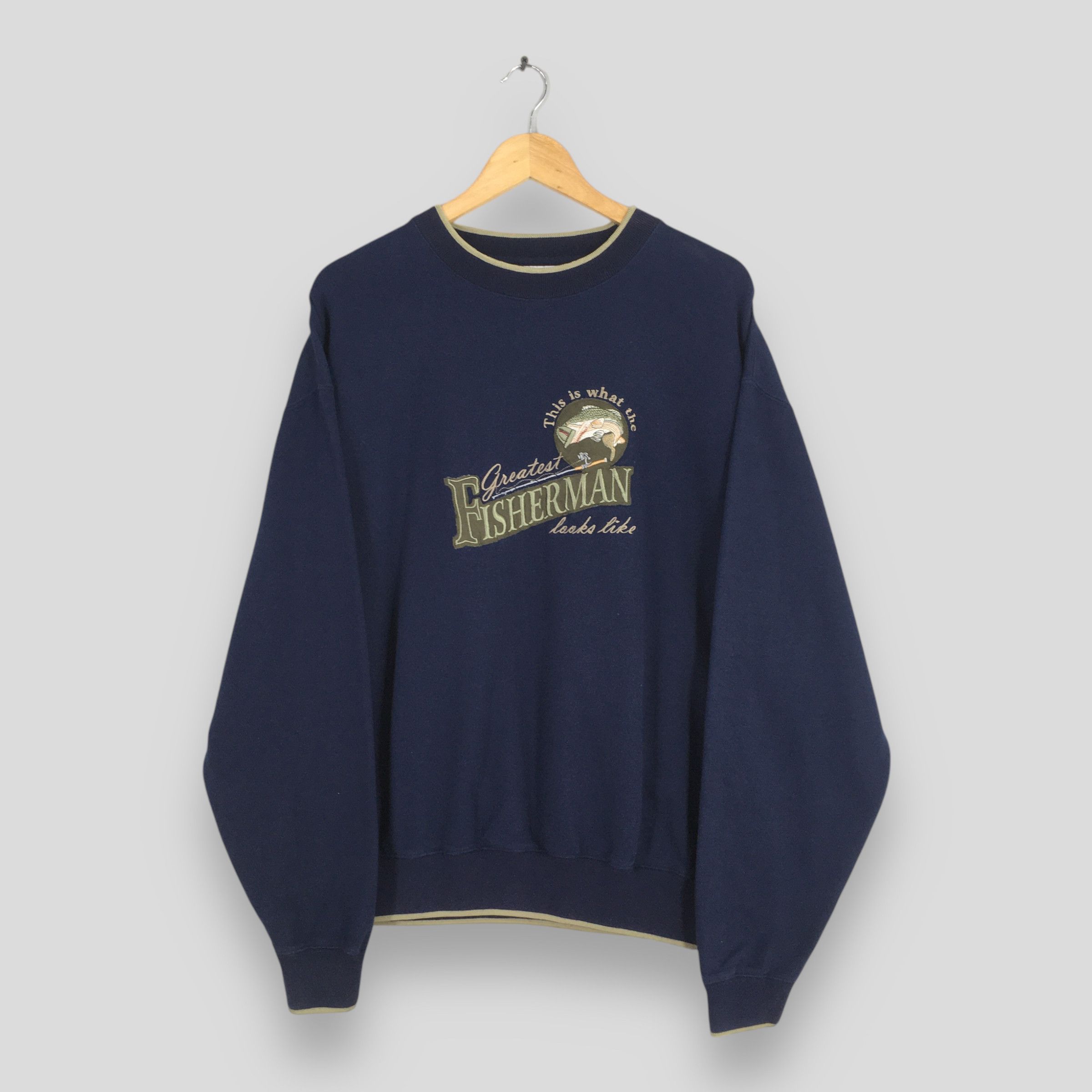 Vintage Vintage Greatest Fisherman Blue Sweatshirt Large Size US L / EU 52-54 / 3 - 1 Thumbnail
