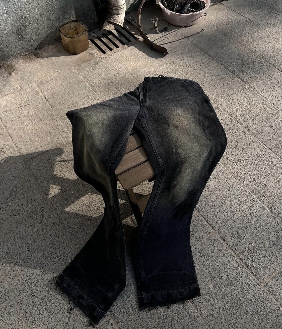 Other Distressed Black Denim Jeans with Frayed Hem Size US 31 - 1 Thumbnail