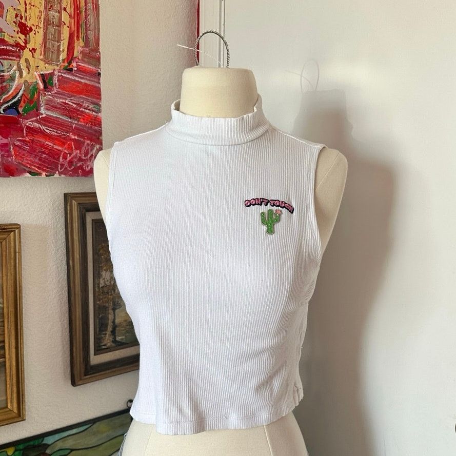 Forever 21 forever 21 white ribbed turtleneck tank top Size M / US 6-8 / IT 42-44 - 1 Thumbnail