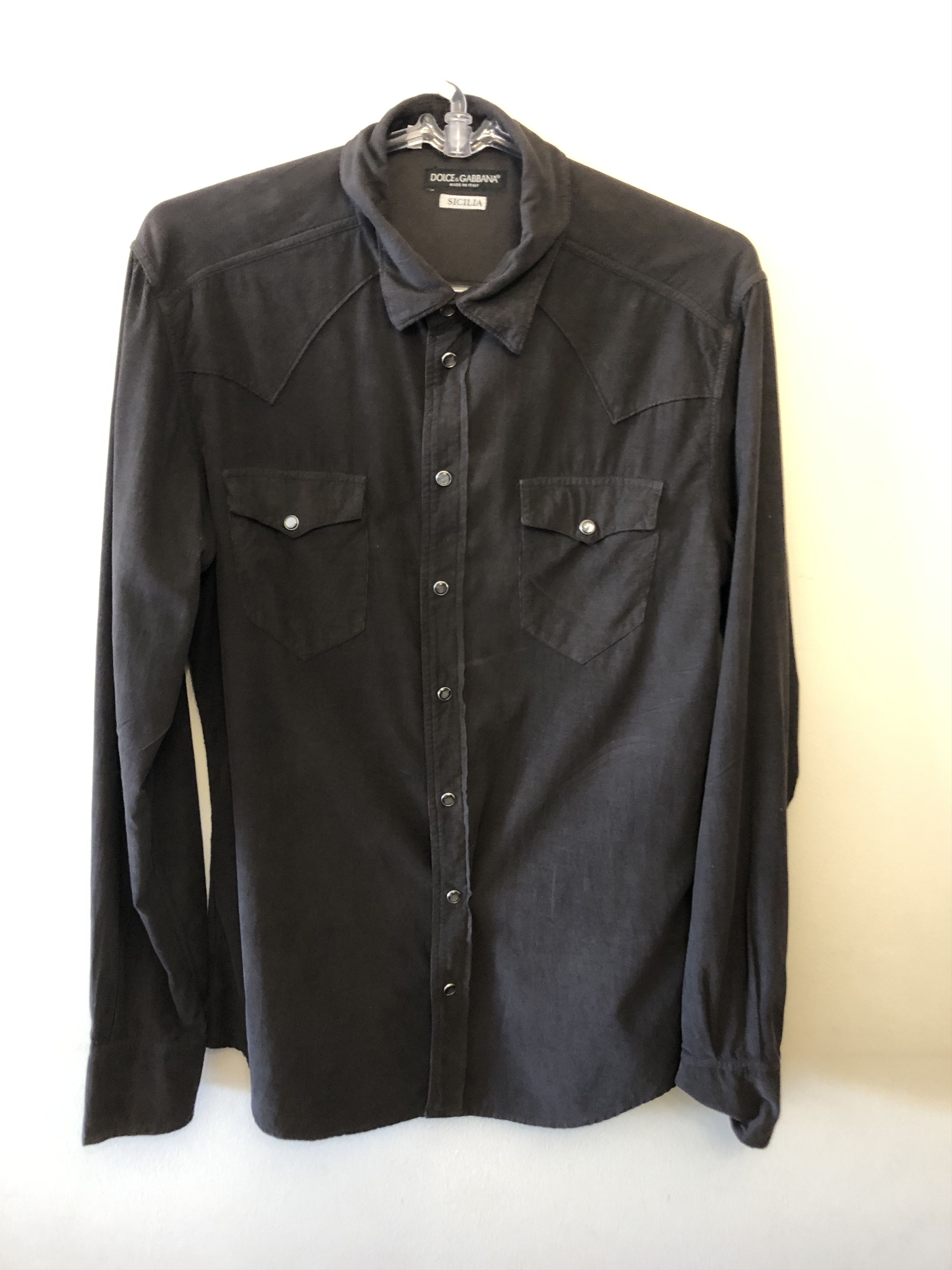 Dolce & Gabbana Velvet Western Shirt Size US M / EU 48-50 / 2 - 1 Thumbnail