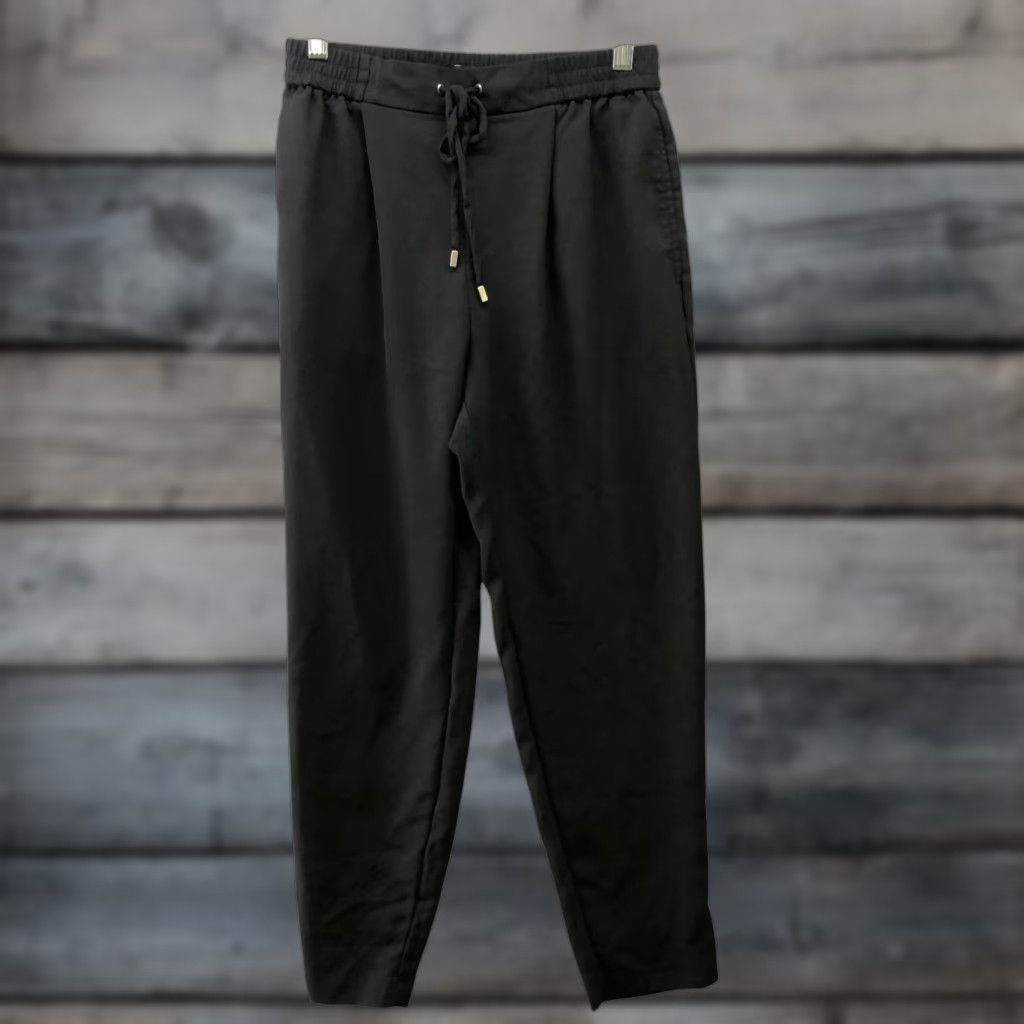 Zara Zara Black Pull On Pants Womens XS Drawstring Tapered Leg High Rise Size 26" / US 2 / IT 38 - 1 Thumbnail