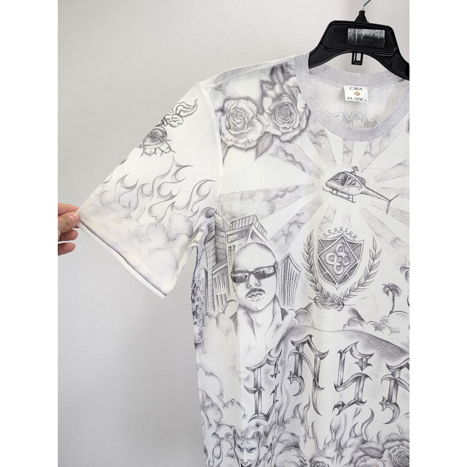 Casablanca o1rshd1 DUP / Printed Crewneck Short Sleeve Mesh Top Tattoo Size US XXL / EU 58 / 5 - 6 Thumbnail