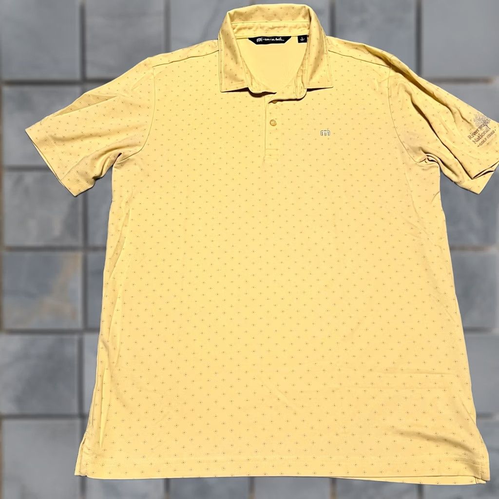 TravisMathew Travis Mathew Polo Shirt Mens Large Yellow Golf Performance All Over Print L Mens Size US L / EU 52-54 / 3 - 1 Thumbnail