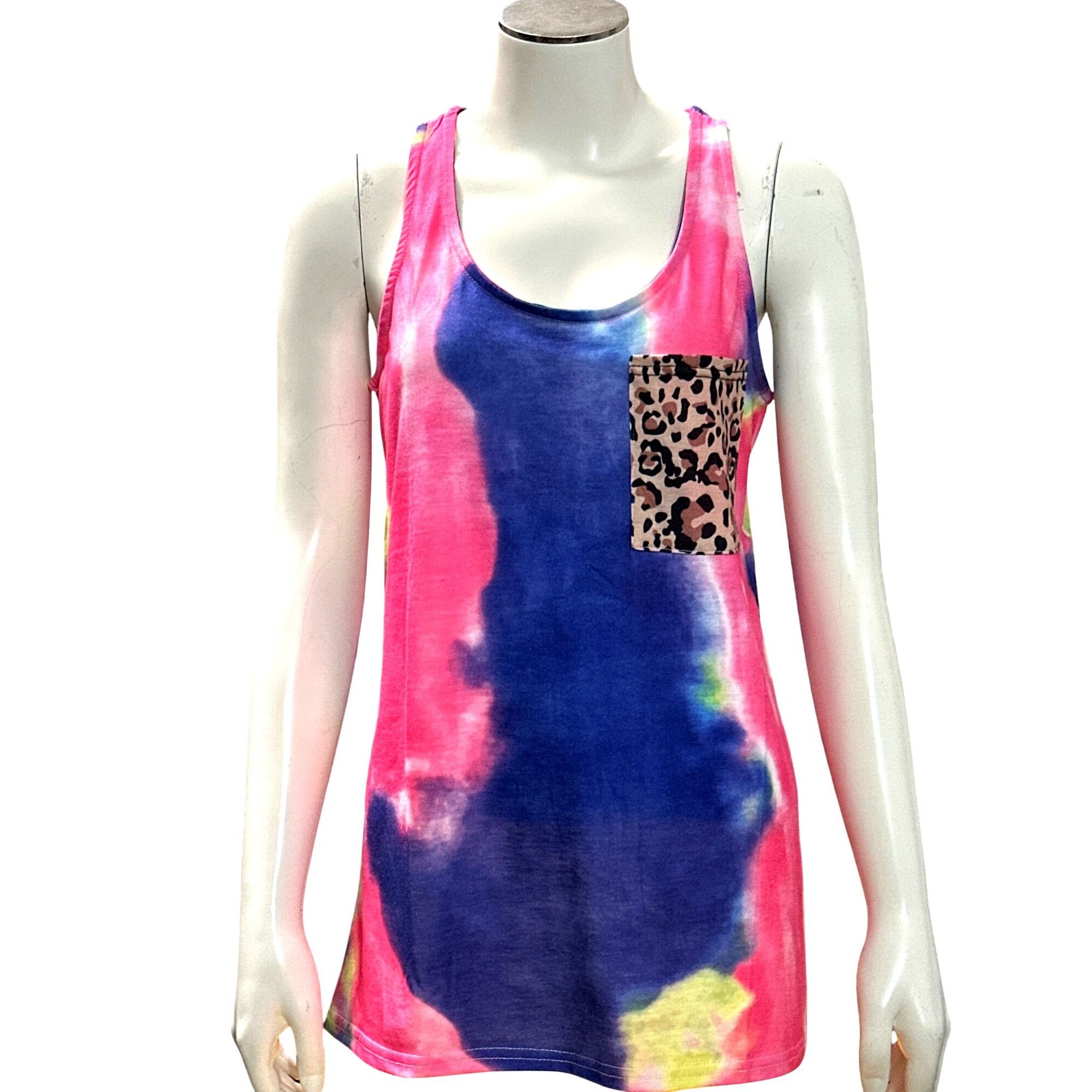 Other CCC Colorful Tie Dye Tank Top Leopard Print Chest Pocket Sle Size S / US 4 / IT 40 - 1 Thumbnail