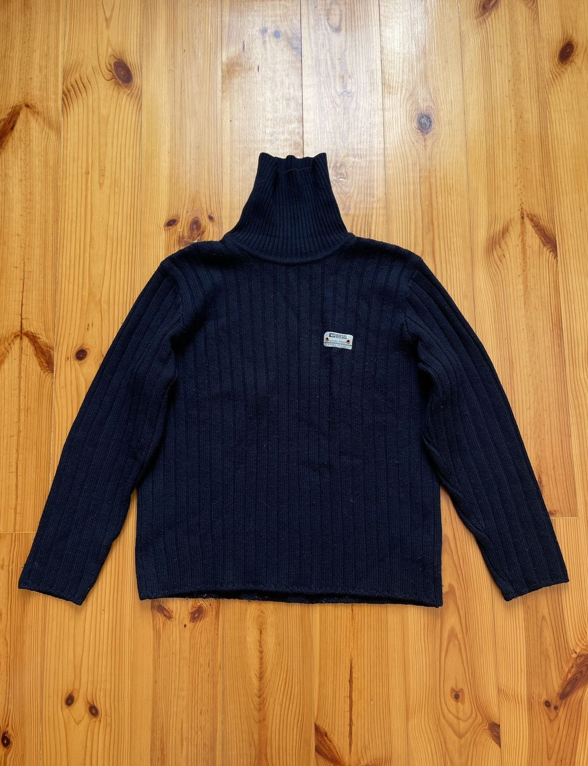Diesel × Vintage DIESEL Logo Vintage Knit Sweater High Neck Y2K Style Size US M / EU 48-50 / 2 - 1 Thumbnail