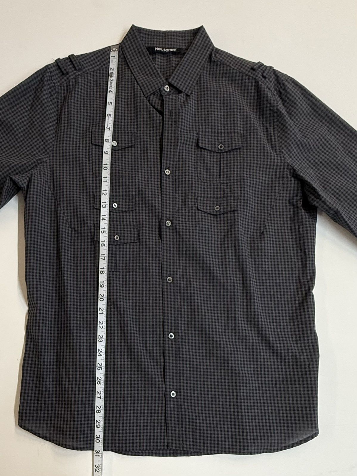 Neil Barrett NEIL BARRETT Military Utility Shirt-Dark Charcoal Gingham XL Size US XL / EU 56 / 4 - 19 Thumbnail