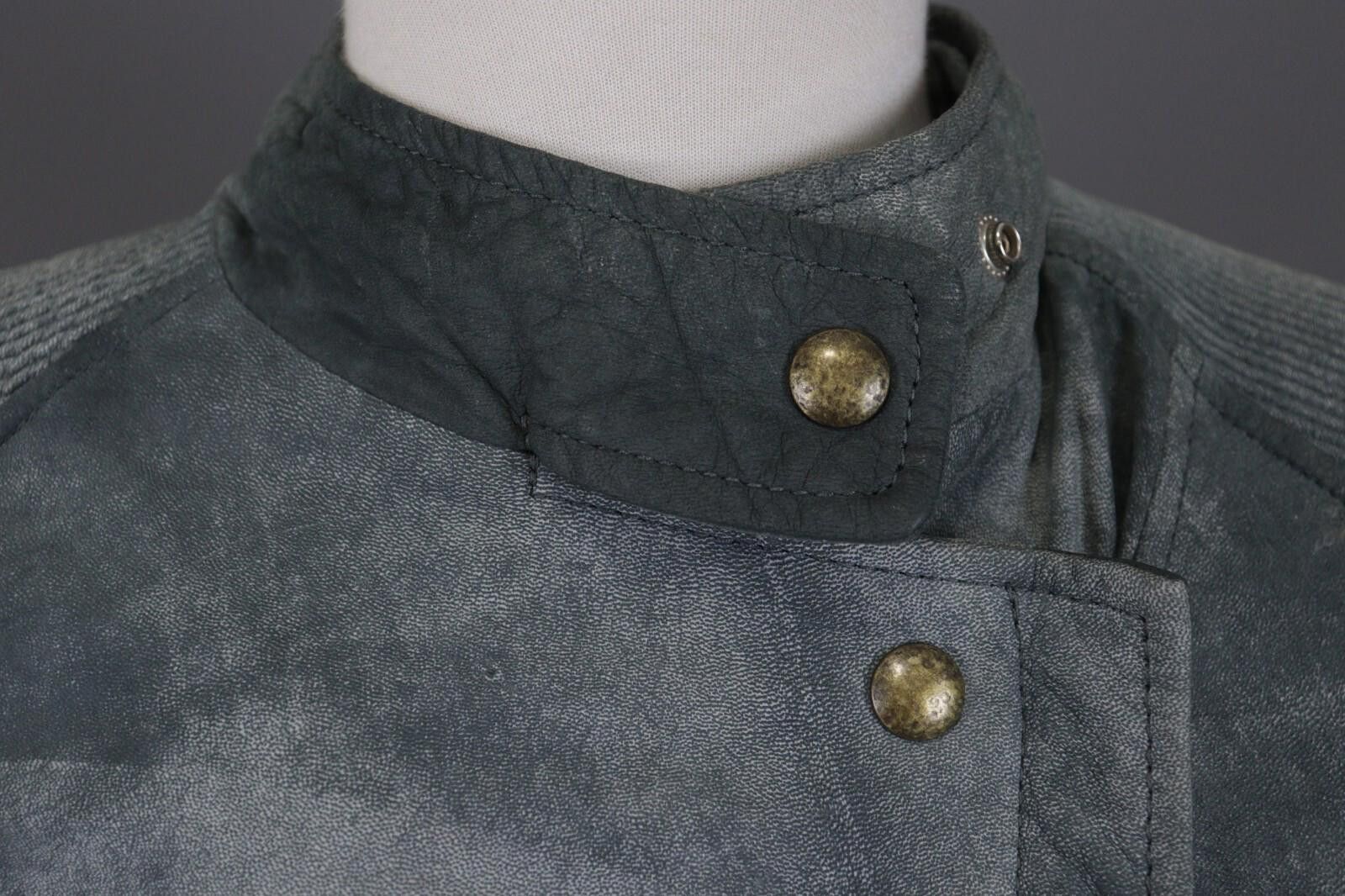 Hugo Boss Hugo Boss Gray Leather Designer Full Zip Biker Jacket Size M / US 6-8 / IT 42-44 - 4 Thumbnail