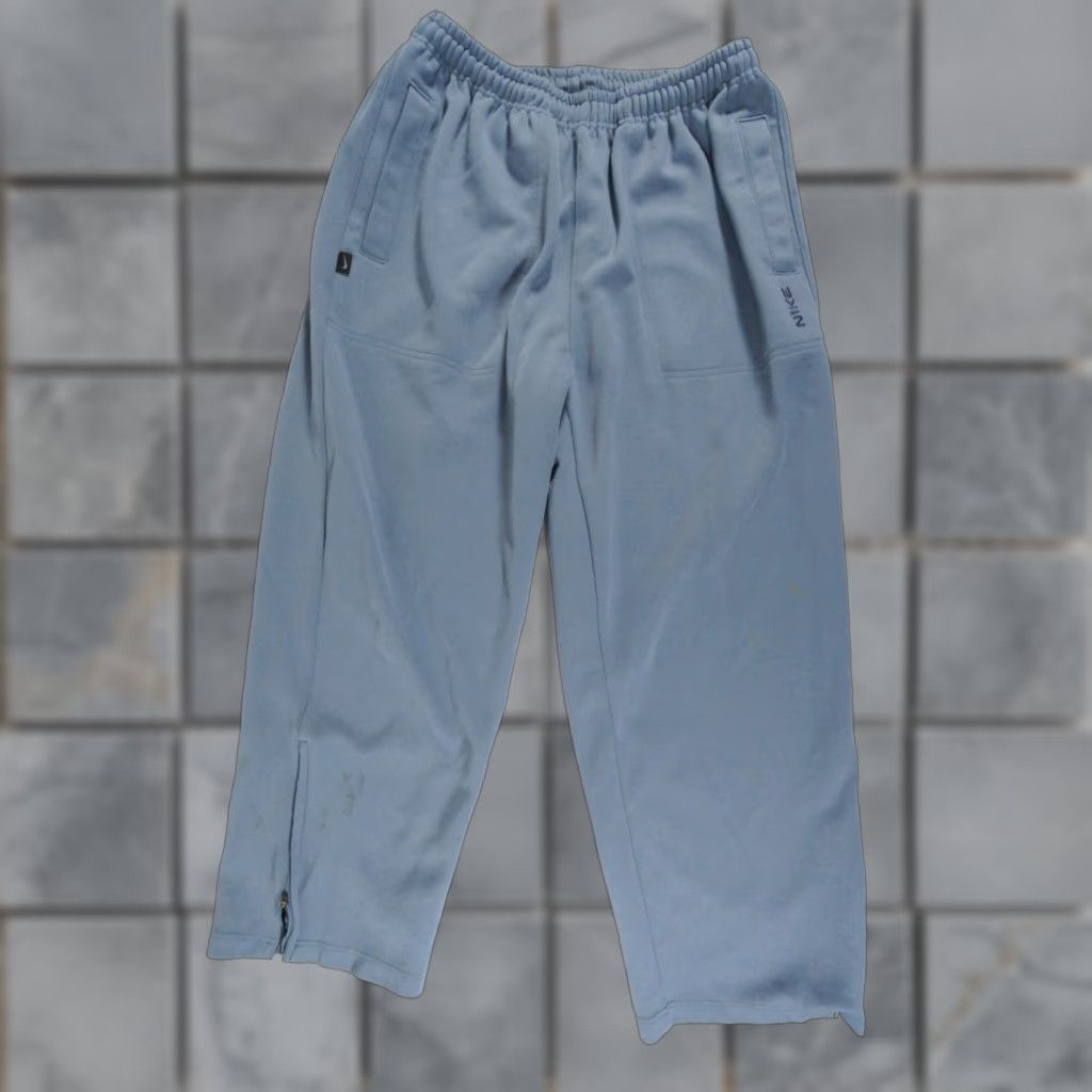 Nike VINTAGE Nike Pants Mens Large Blue Track Pant Baggy Y2K Relaxed Fit Swoosh FLAWS Size US 33 - 1 Thumbnail