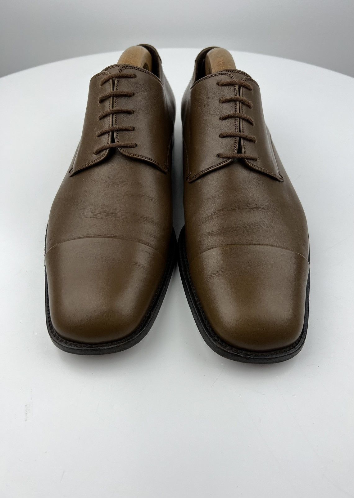 Gucci GUCCI Derby Leather Shoes Lace Up GG Metal Logo Brown Men’s Size US 9.5 / EU 42-43 - 8 Thumbnail